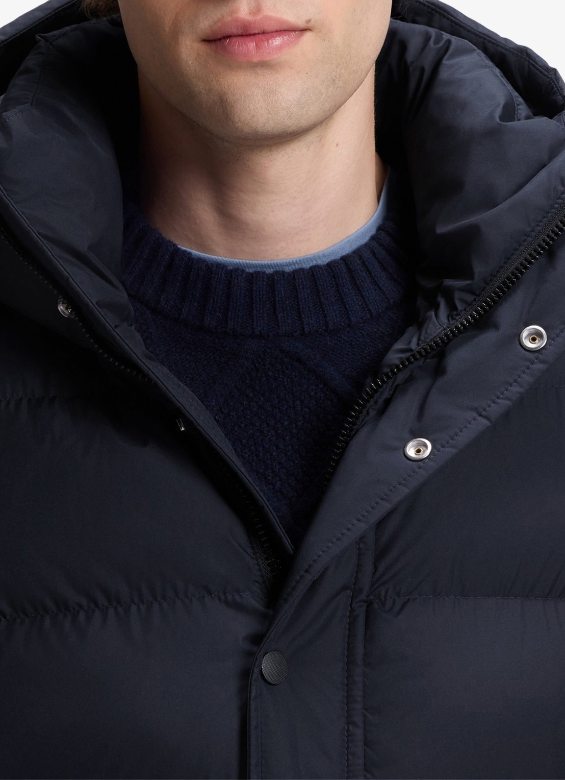 BOSS Pufferjack met capuchon en waterafstotende coating - detail 2 donkerblauw