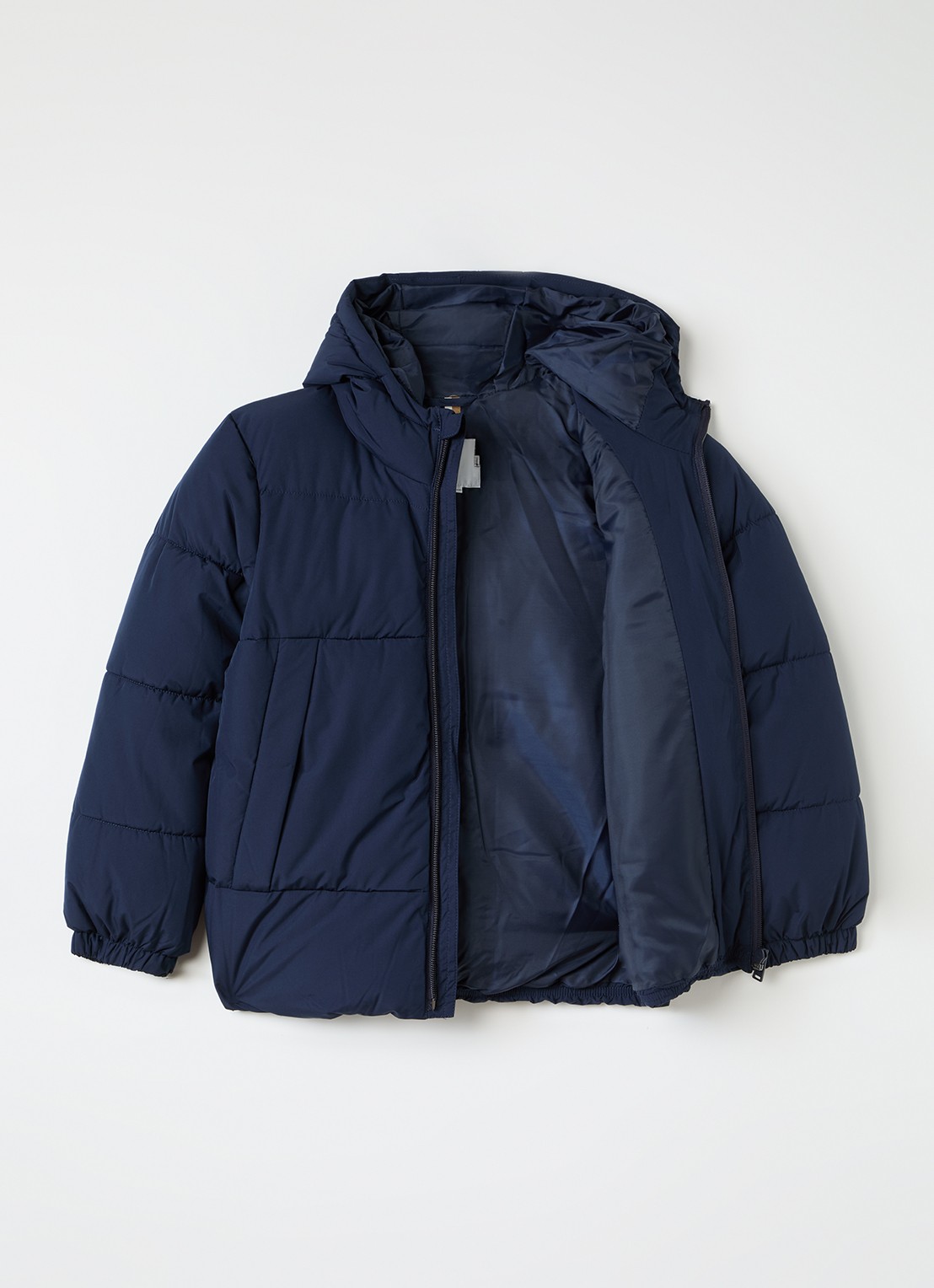 BOSS pufferjack met logo - voorkant 2 donkerblauw