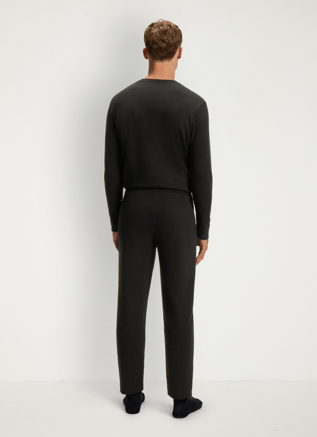 BOSS Pyjamabroek met structuur en logo - achterkant 3 zwart
