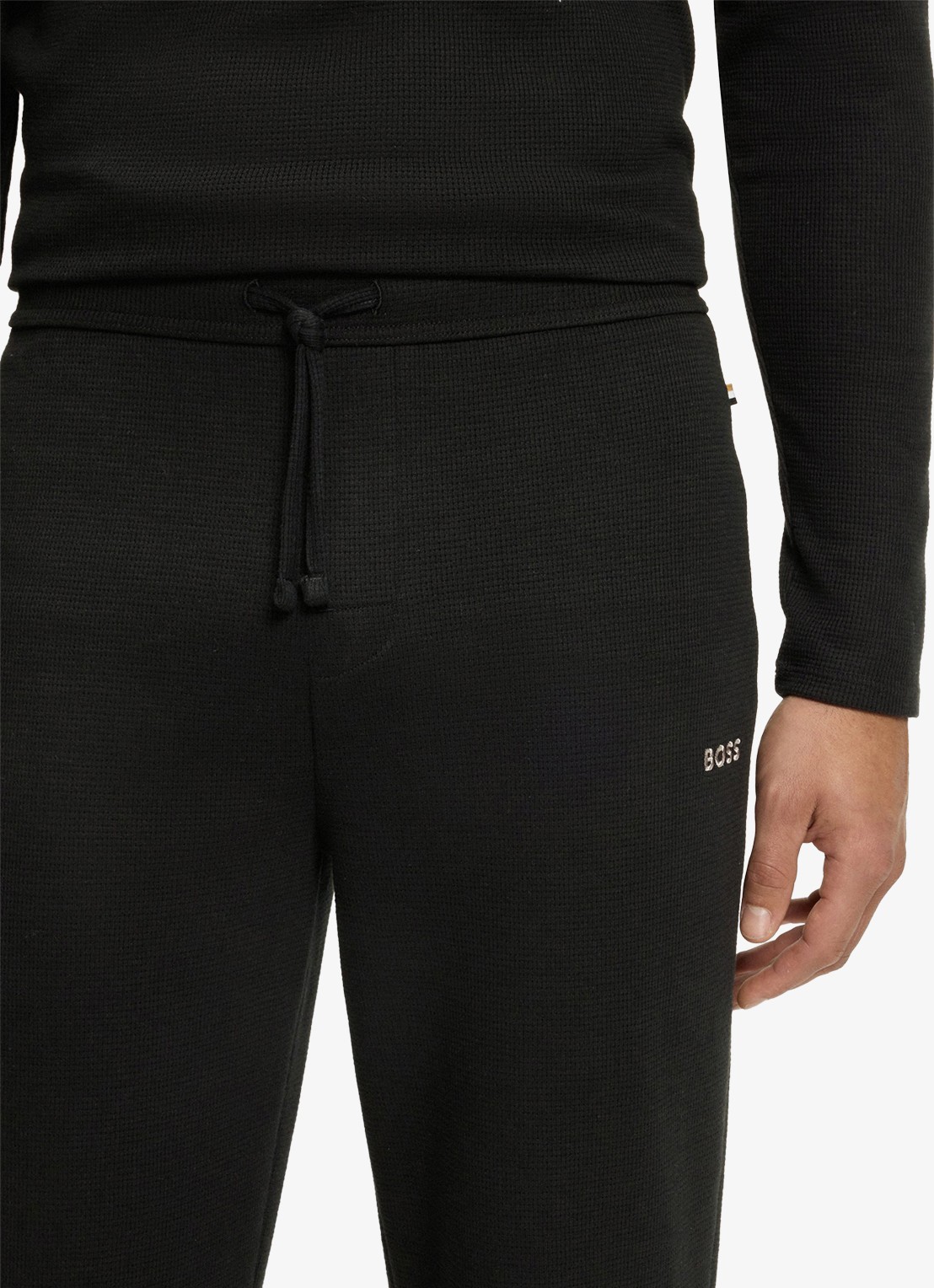 BOSS Pyjamabroek met structuur en logo - detail 2 zwart
