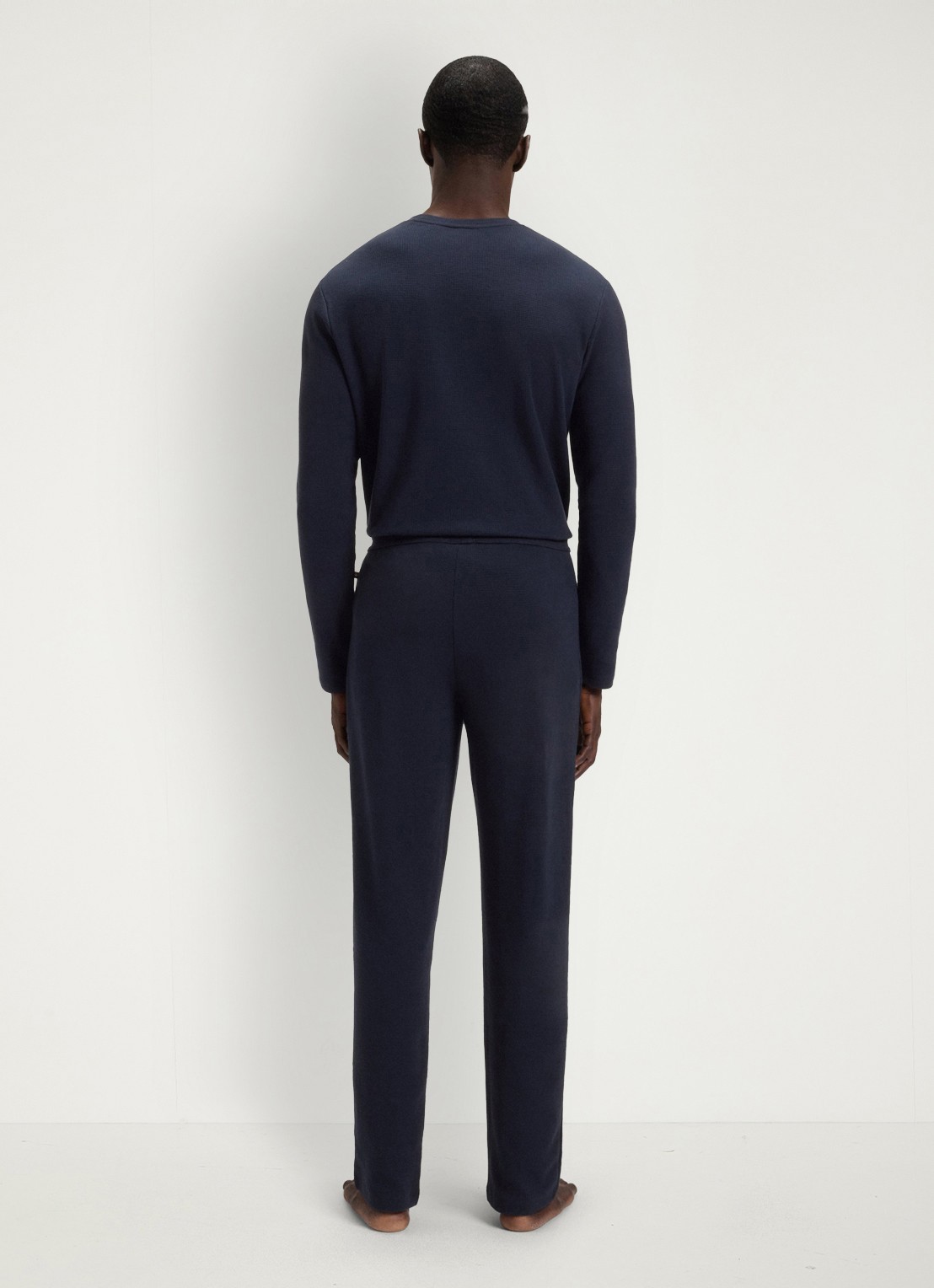 BOSS Pyjamabroek met structuur en logo - achterkant donkerblauw