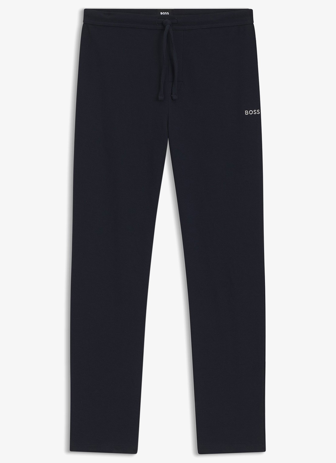 BOSS Pyjamabroek met structuur en logo - voorkant 2 donkerblauw