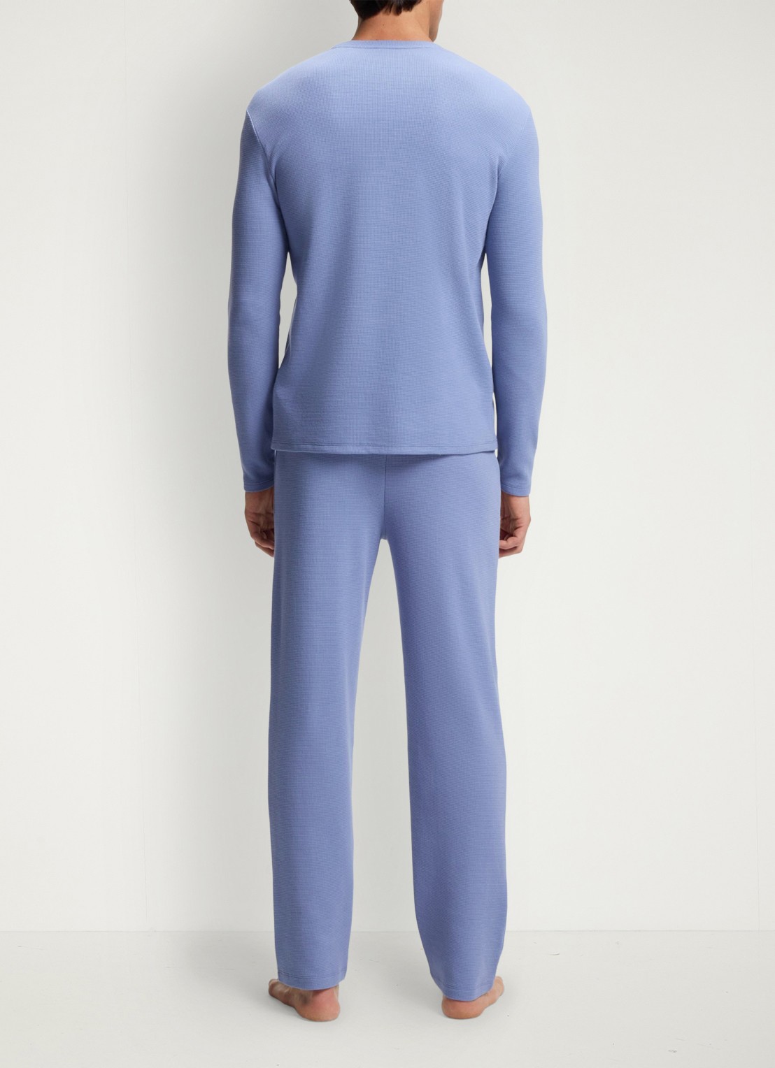BOSS Pyjamabroek met structuur en logo - achterkant 3 blauwgrijs