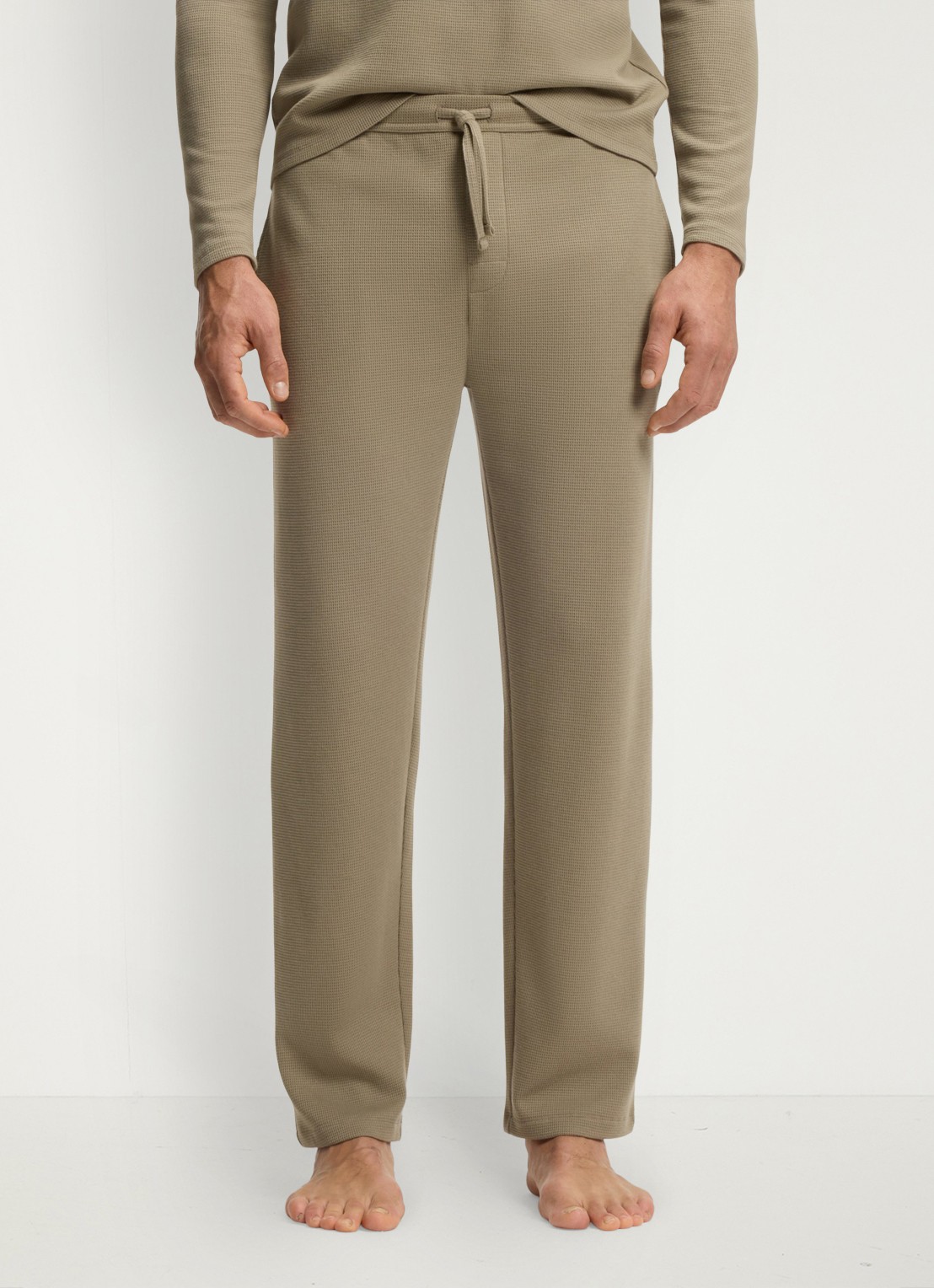BOSS Pyjamabroek met structuur en logo - detail bruin