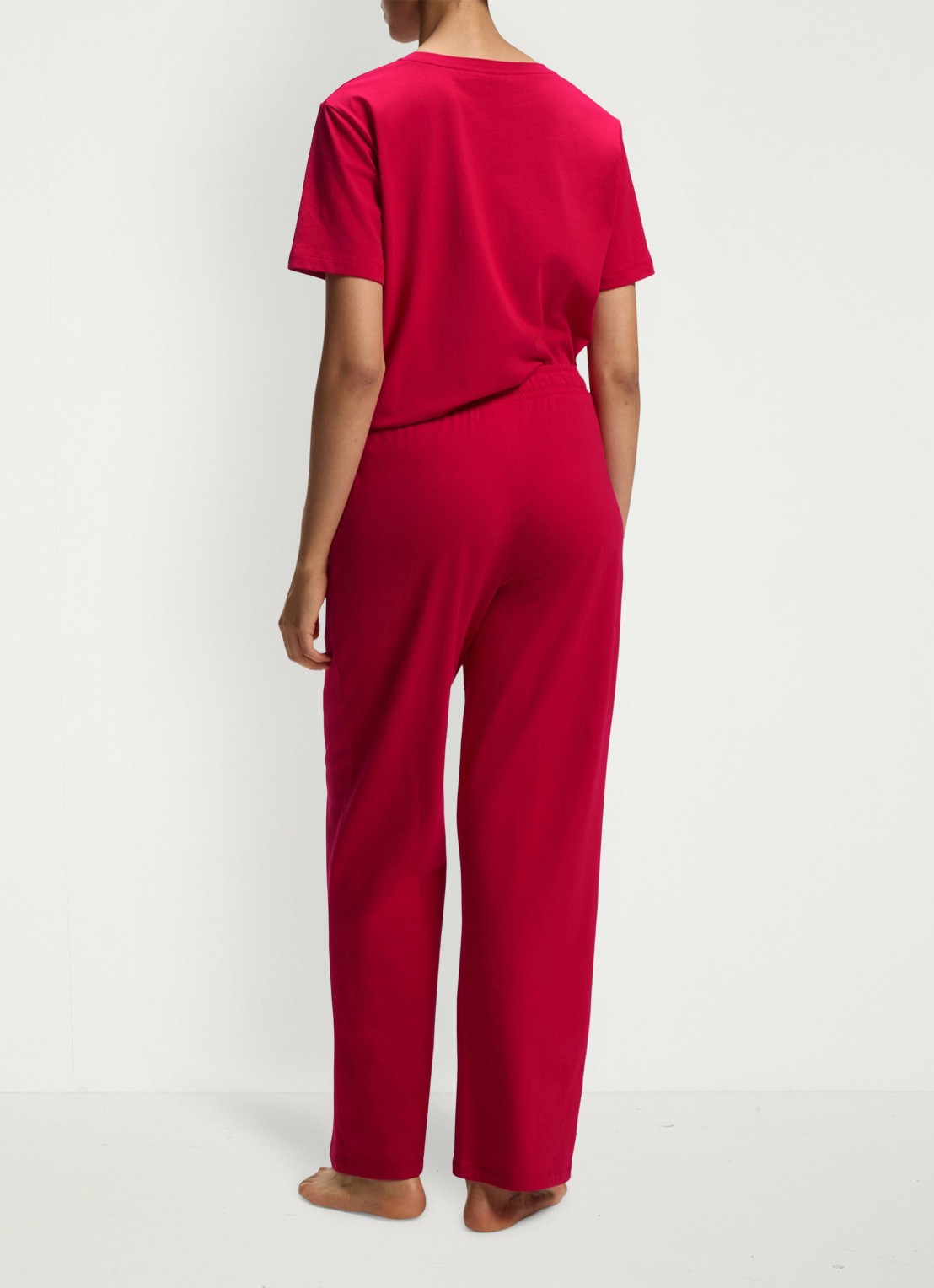 BOSS Pyjamabroek van  katoen met logo - achterkant 3 rood