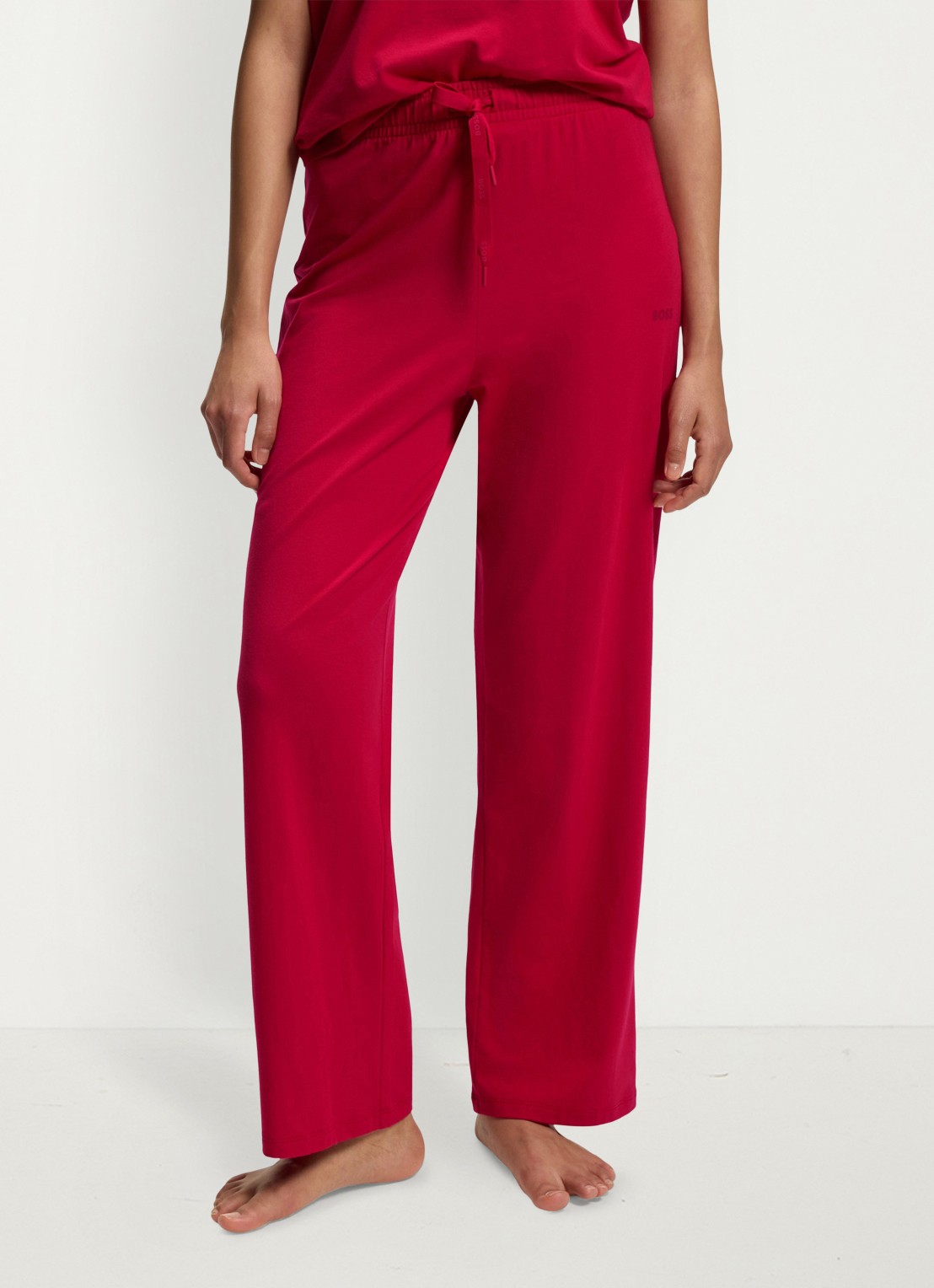 BOSS Pyjamabroek van  katoen met logo - detail 4 rood