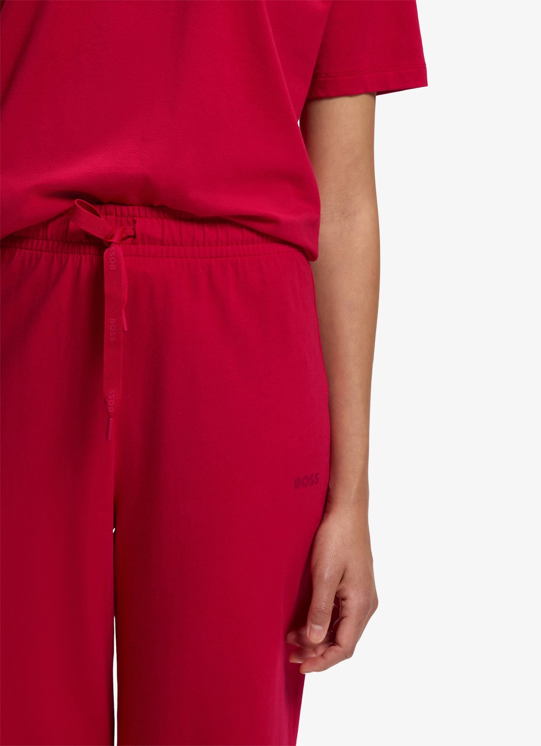 BOSS Pyjamabroek van  katoen met logo - detail 5 rood