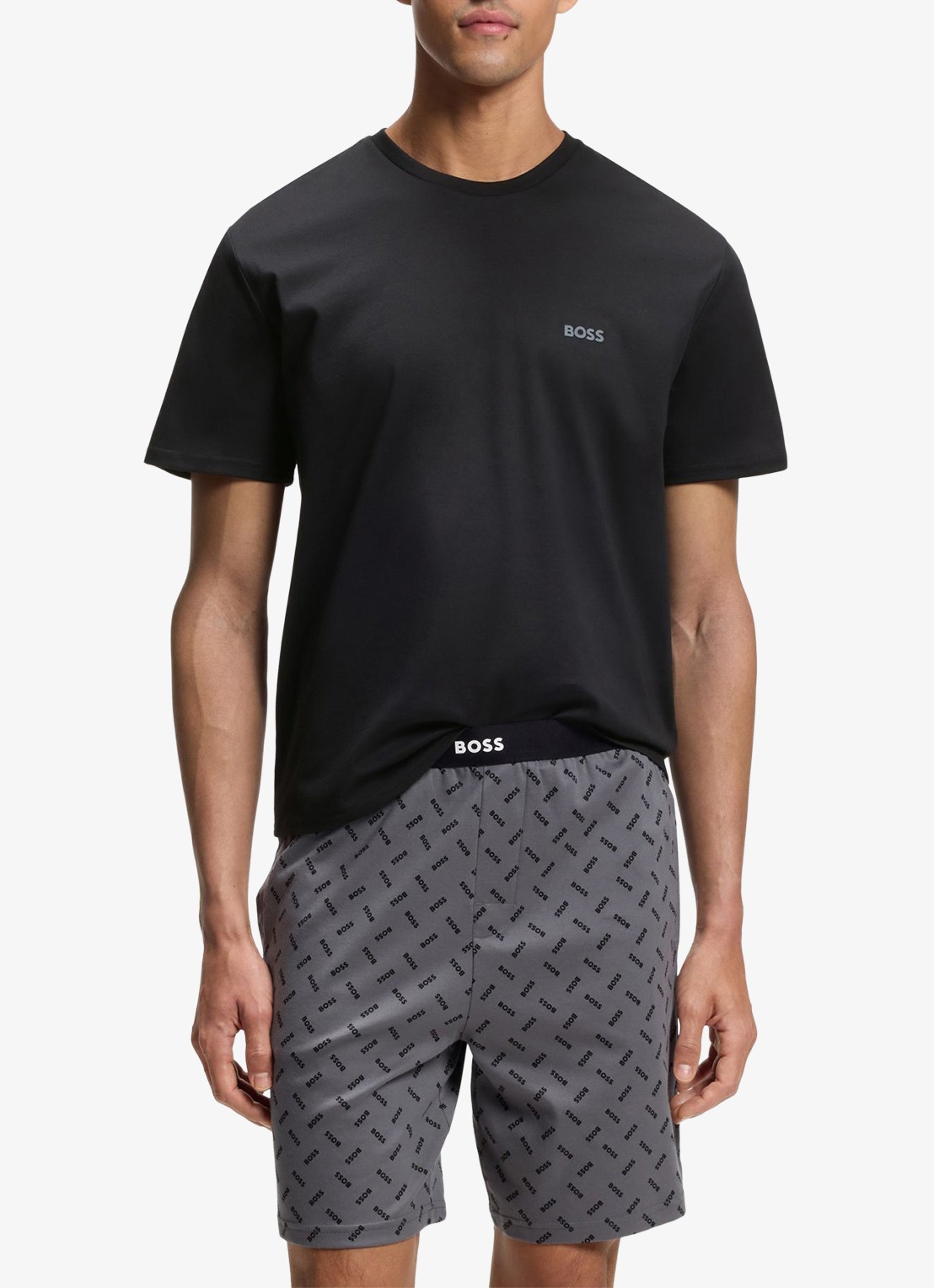 BOSS Pyjamaset met logo - detail 4 donkergrijs