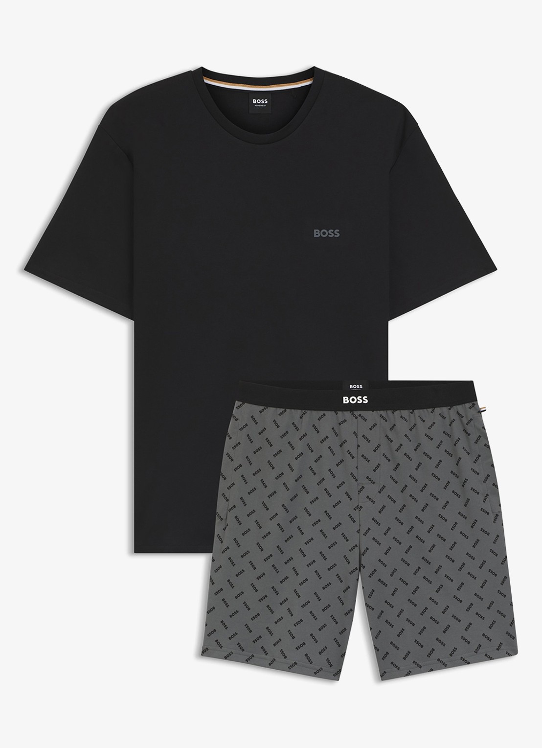 BOSS Pyjamaset met logo - voorkant donkergrijs