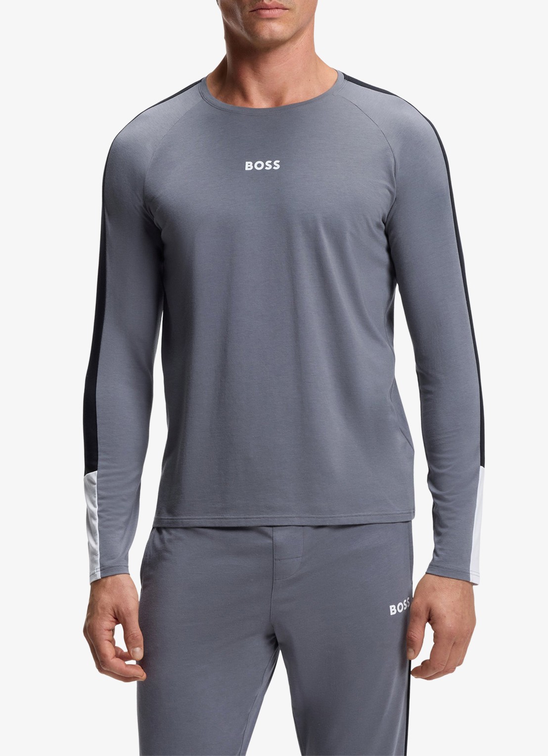 BOSS Pyjamaset met logo - voorkant 5 grijs