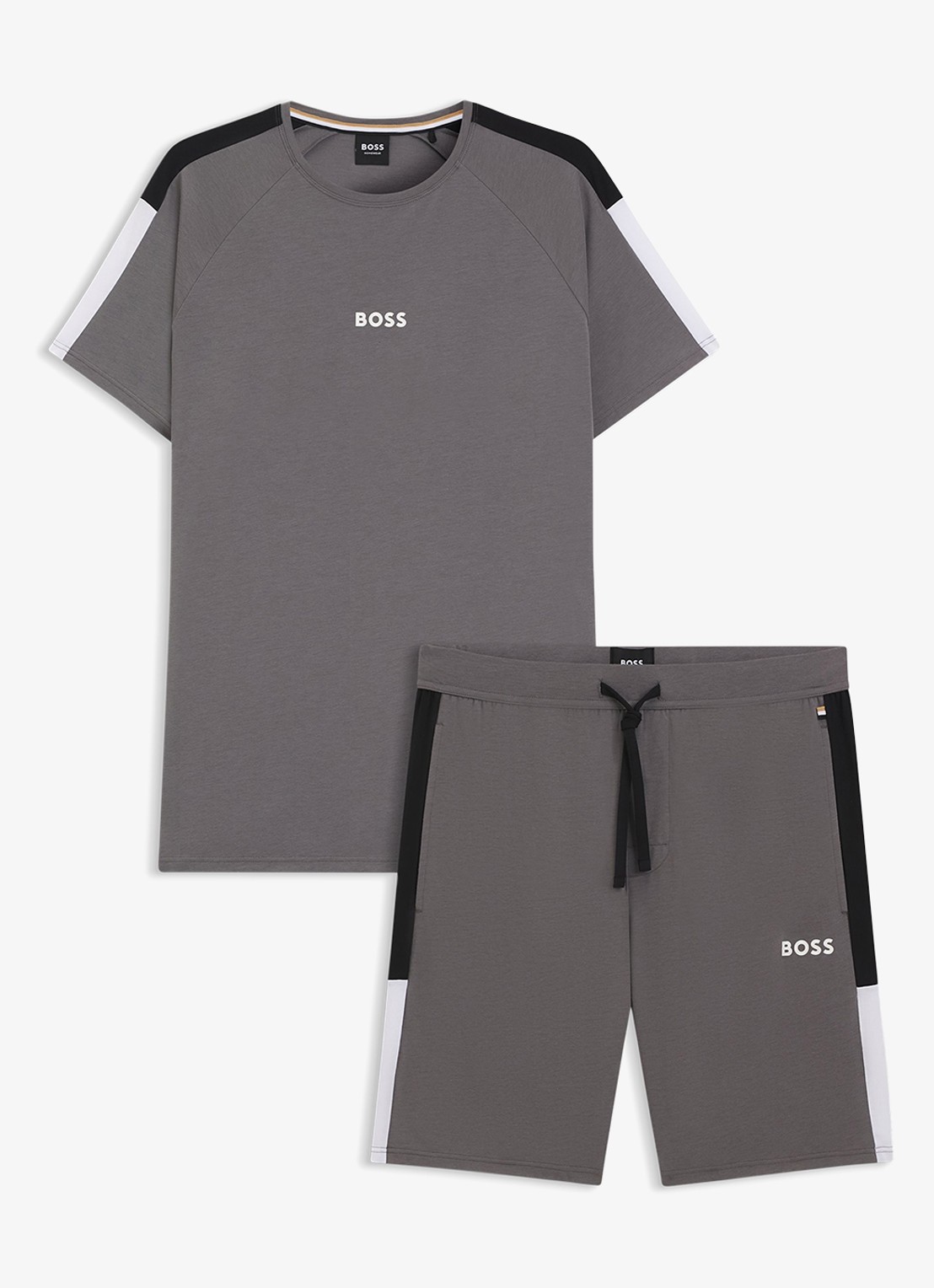 BOSS Pyjamaset met logo - voorkant donkergrijs