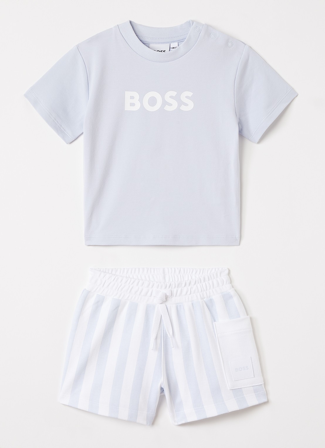 BOSS Pyjamaset met logo - voorkant lichtblauw