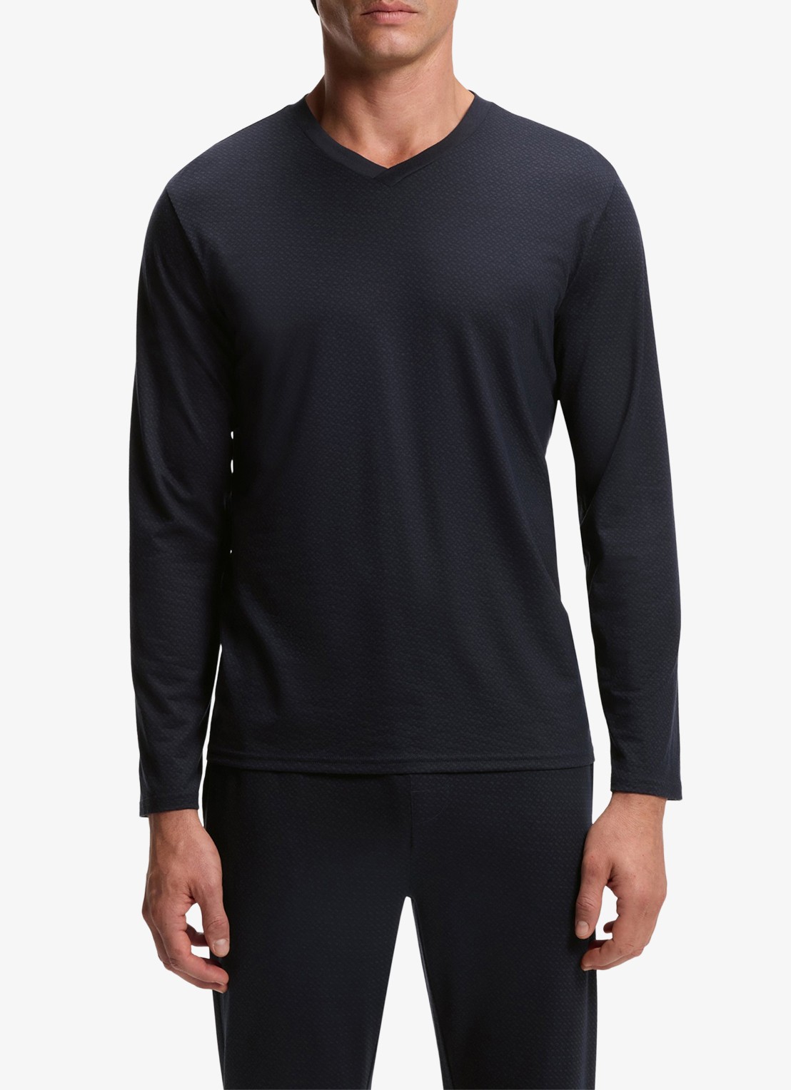 BOSS Pyjamaset  met structuur - voorkant 5 donkerblauw