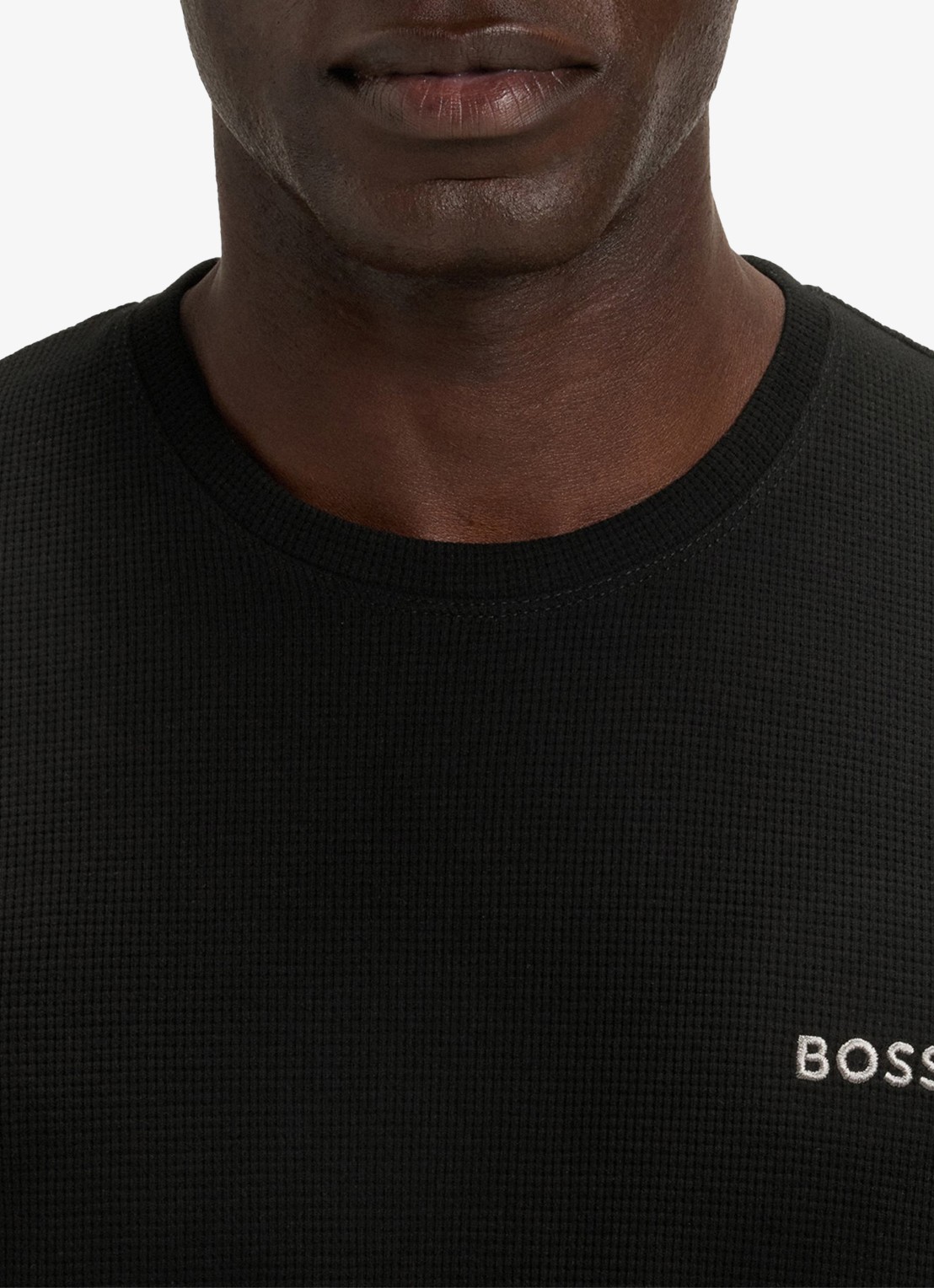 BOSS Pyjamashirt van een katoenmix met logostiksel - detail 3 black-001 / zwart
