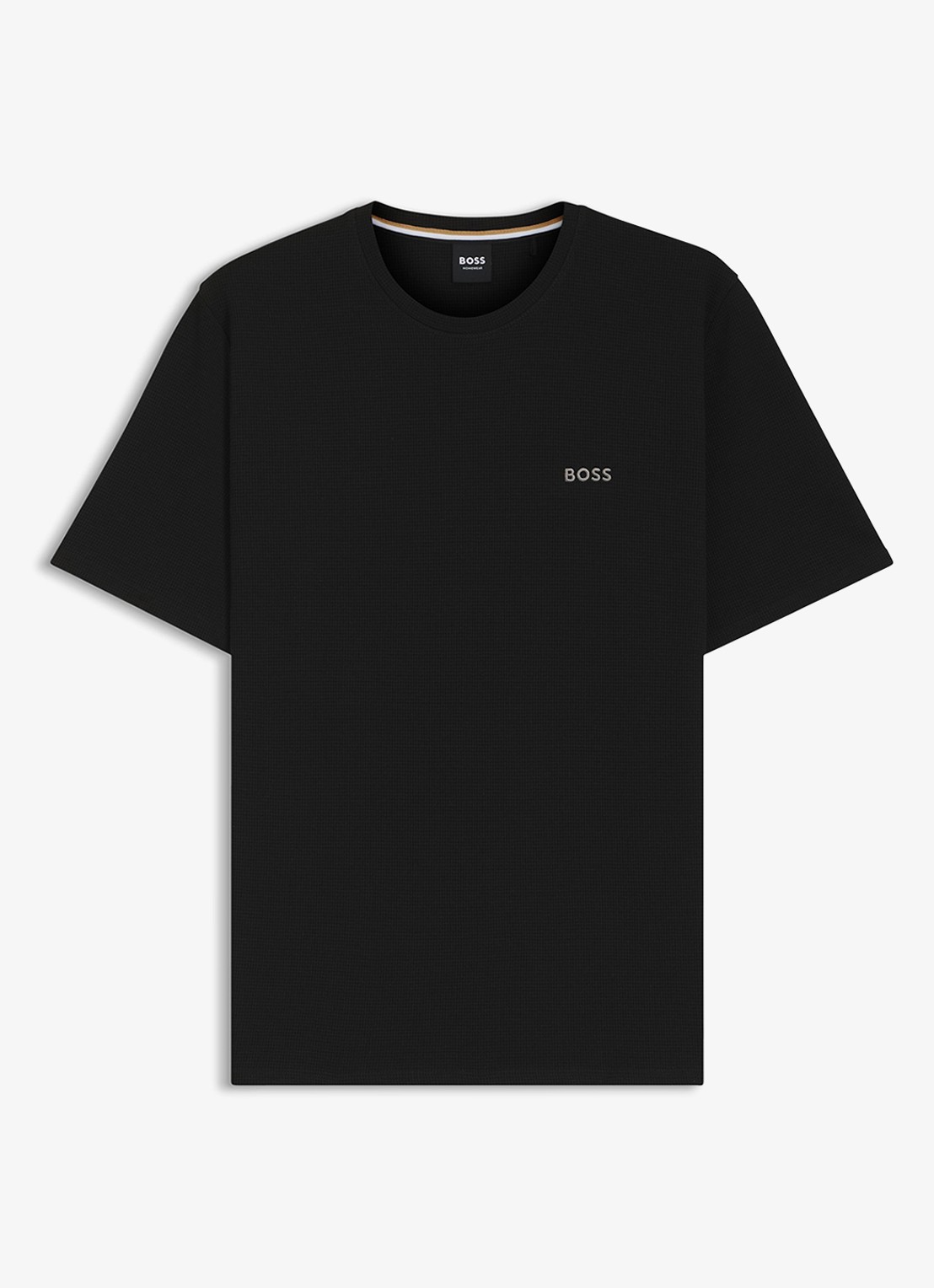 BOSS Pyjamashirt van een katoenmix met logostiksel - voorkant 4 black-001 / zwart
