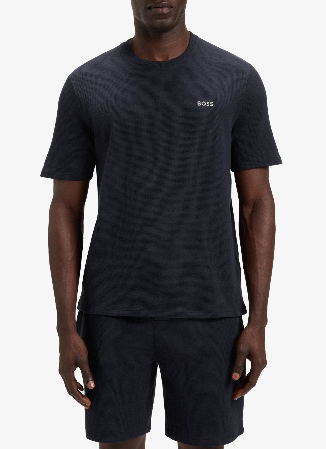 BOSS Pyjamashirt van een katoenmix met logostiksel - detail 4 dark blue-403 / blauw