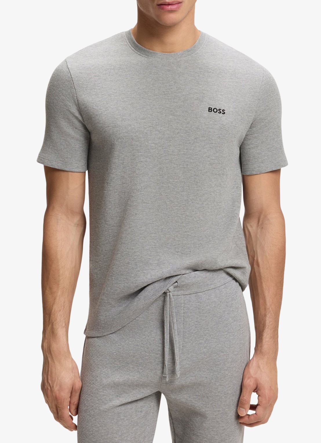 BOSS Pyjamashirt van een katoenmix met logostiksel - detail 6 medium grey-033 / grijs
