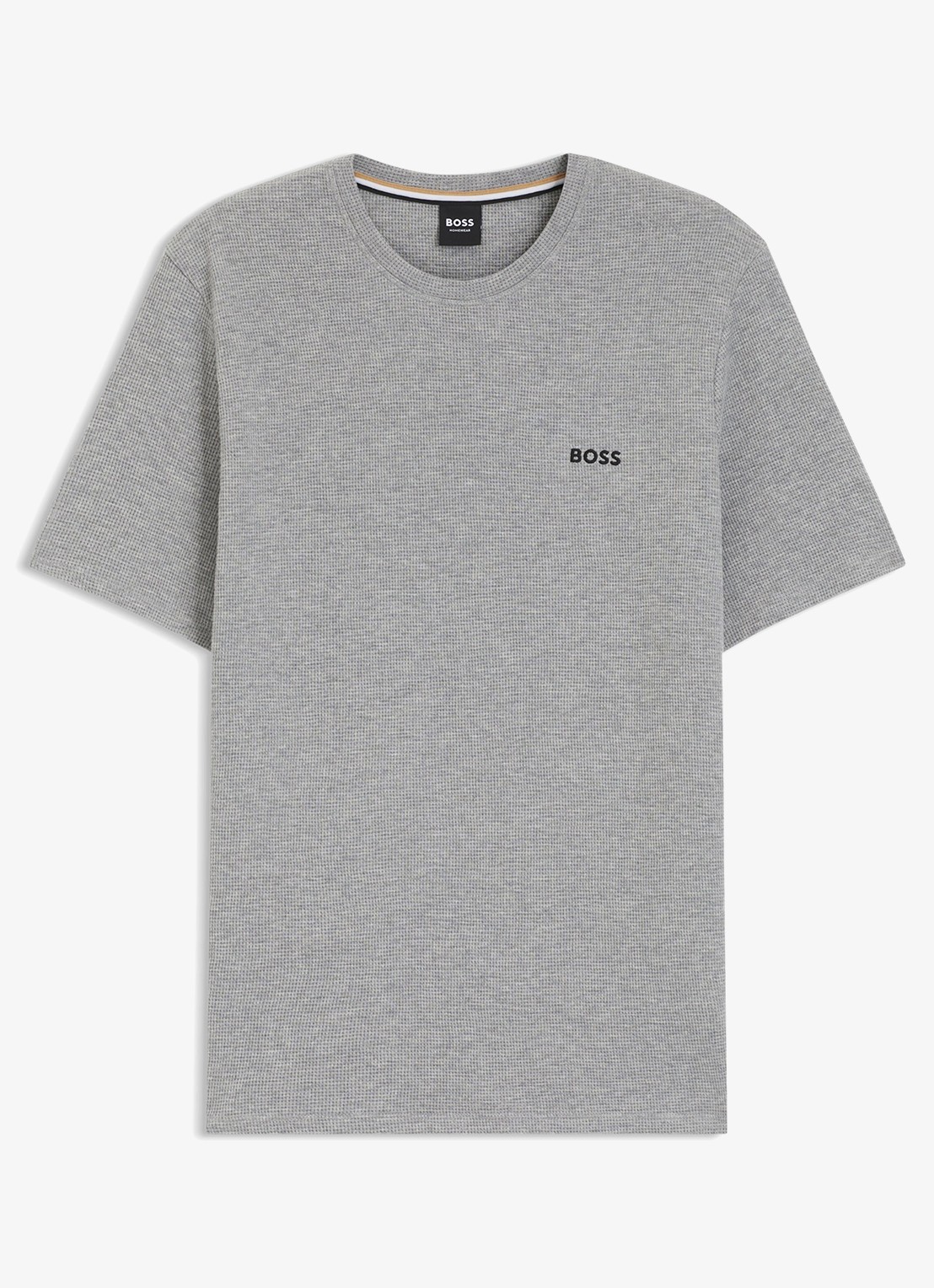 BOSS Pyjamashirt van een katoenmix met logostiksel - voorkant 3 medium grey-033 / grijs