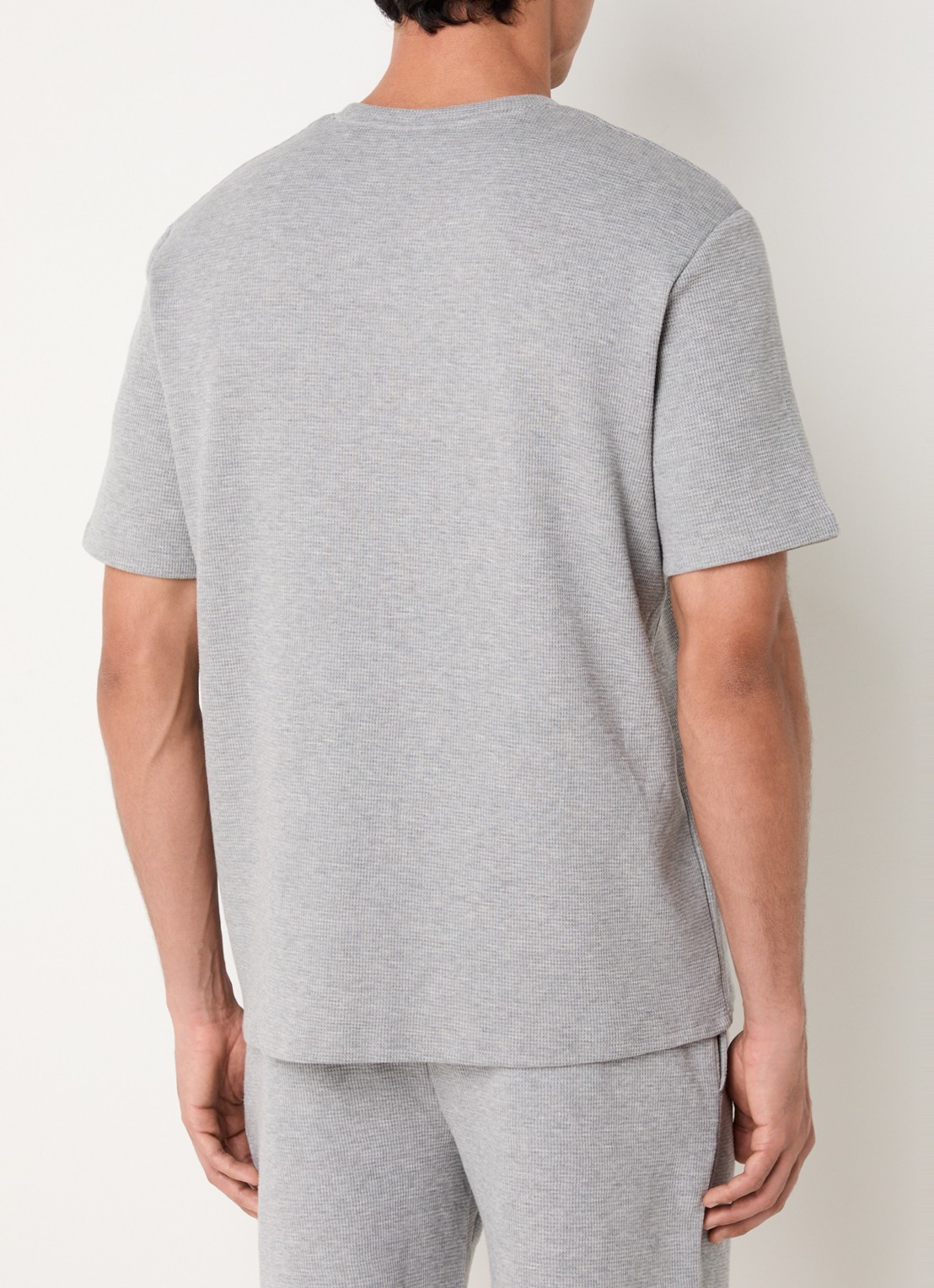 BOSS Pyjamashirt van een katoenmix met logostiksel - achterkant 2 medium grey-033 / grijs