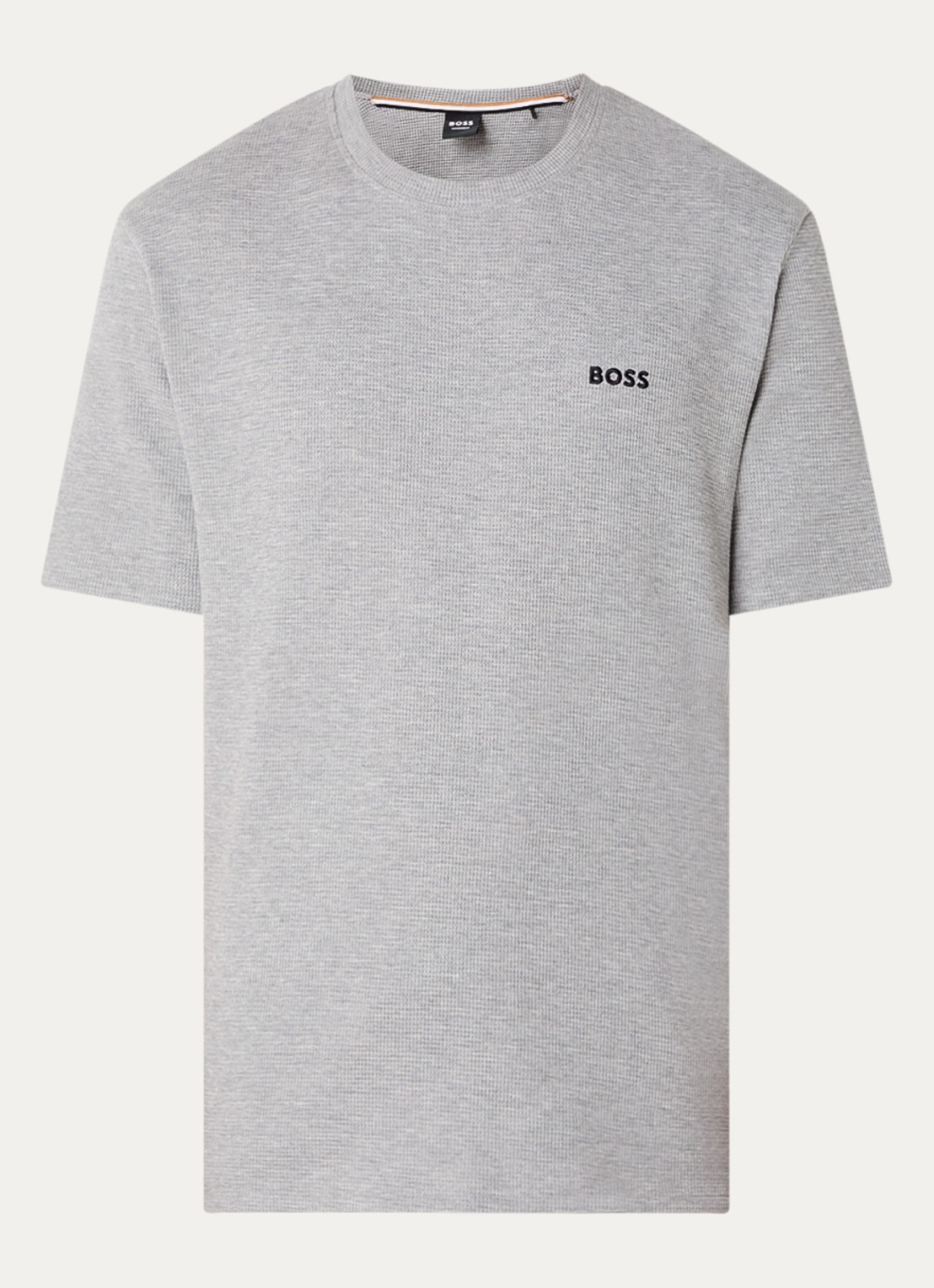 BOSS Pyjamashirt van een katoenmix met logostiksel - voorkant 5 medium grey-033 / grijs