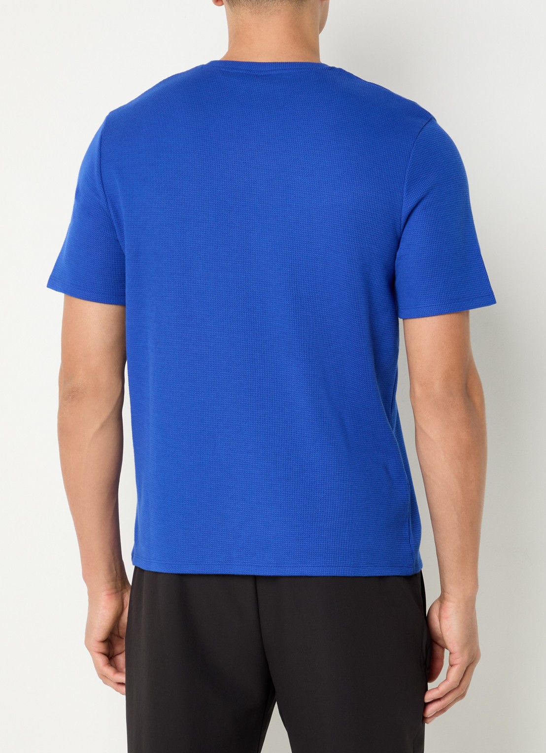 BOSS Pyjamashirt van een katoenmix met logostiksel - achterkant 4 bright blue-430 / blauw