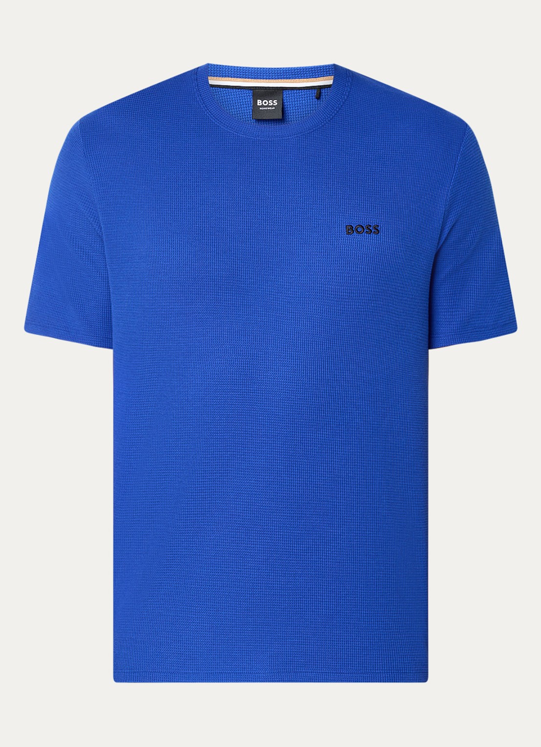 BOSS Pyjamashirt van een katoenmix met logostiksel - voorkant 2 bright blue-430 / blauw