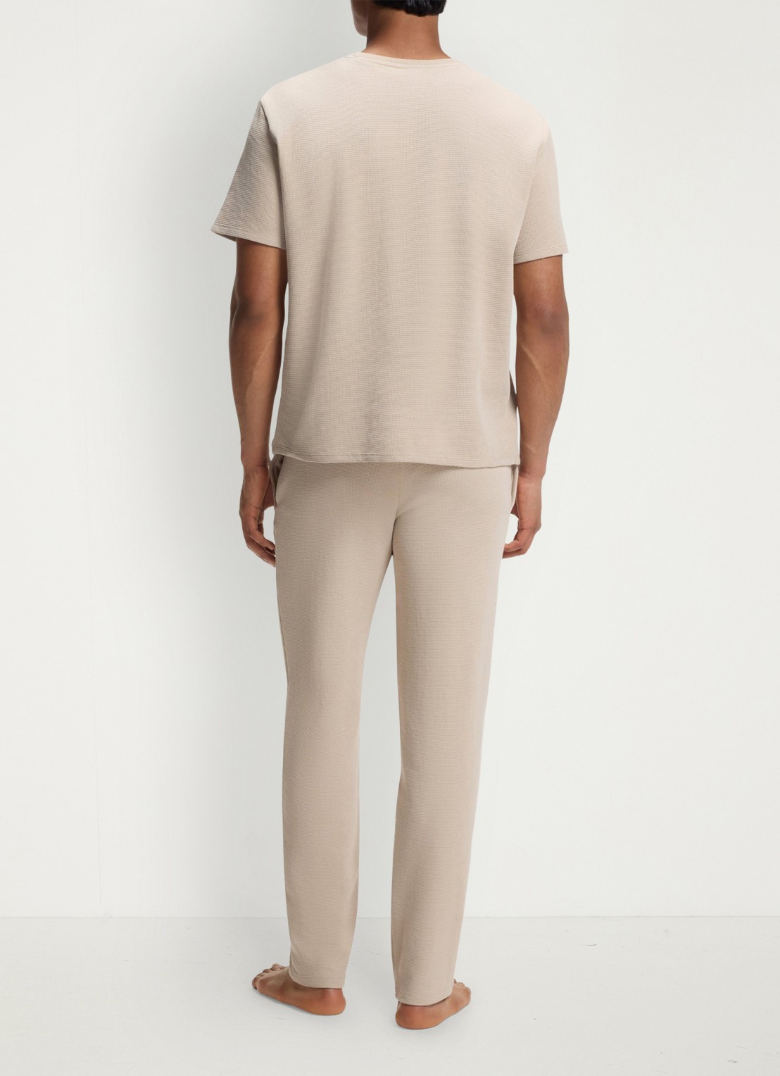 BOSS Pyjamashirt van een katoenmix met logostiksel - achterkant light beige-275 / beige