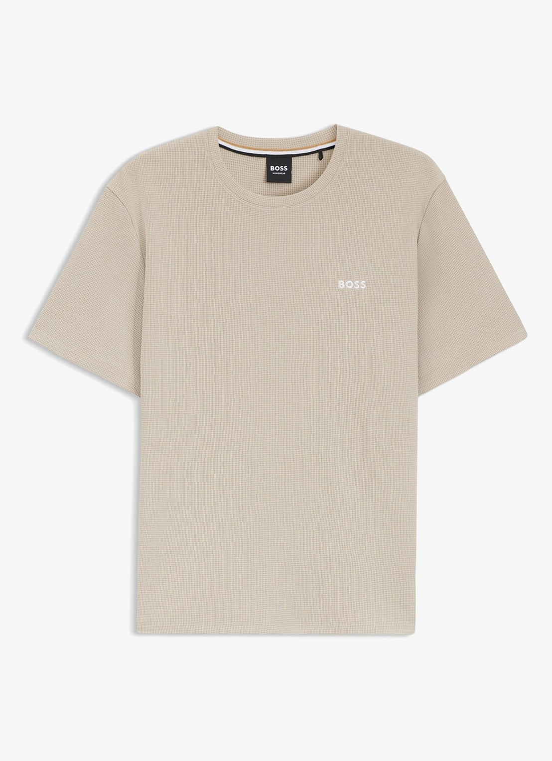 BOSS Pyjamashirt van een katoenmix met logostiksel - voorkant 4 light beige-275 / beige