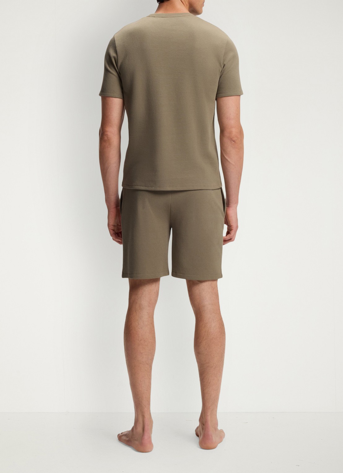 BOSS Pyjamashirt van een katoenmix met logostiksel - achterkant 3 open brown-245 / bruin
