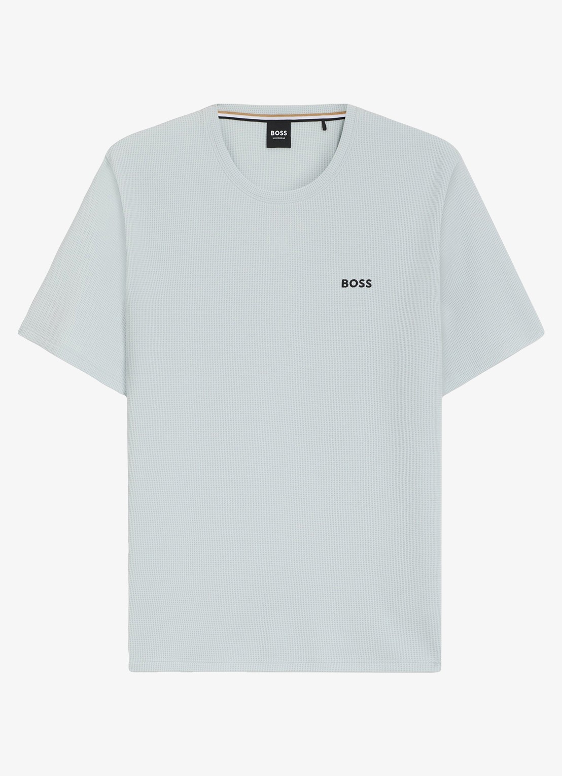 BOSS Pyjamashirt van een katoenmix met logostiksel - voorkant 4 open blue-499 / blauw