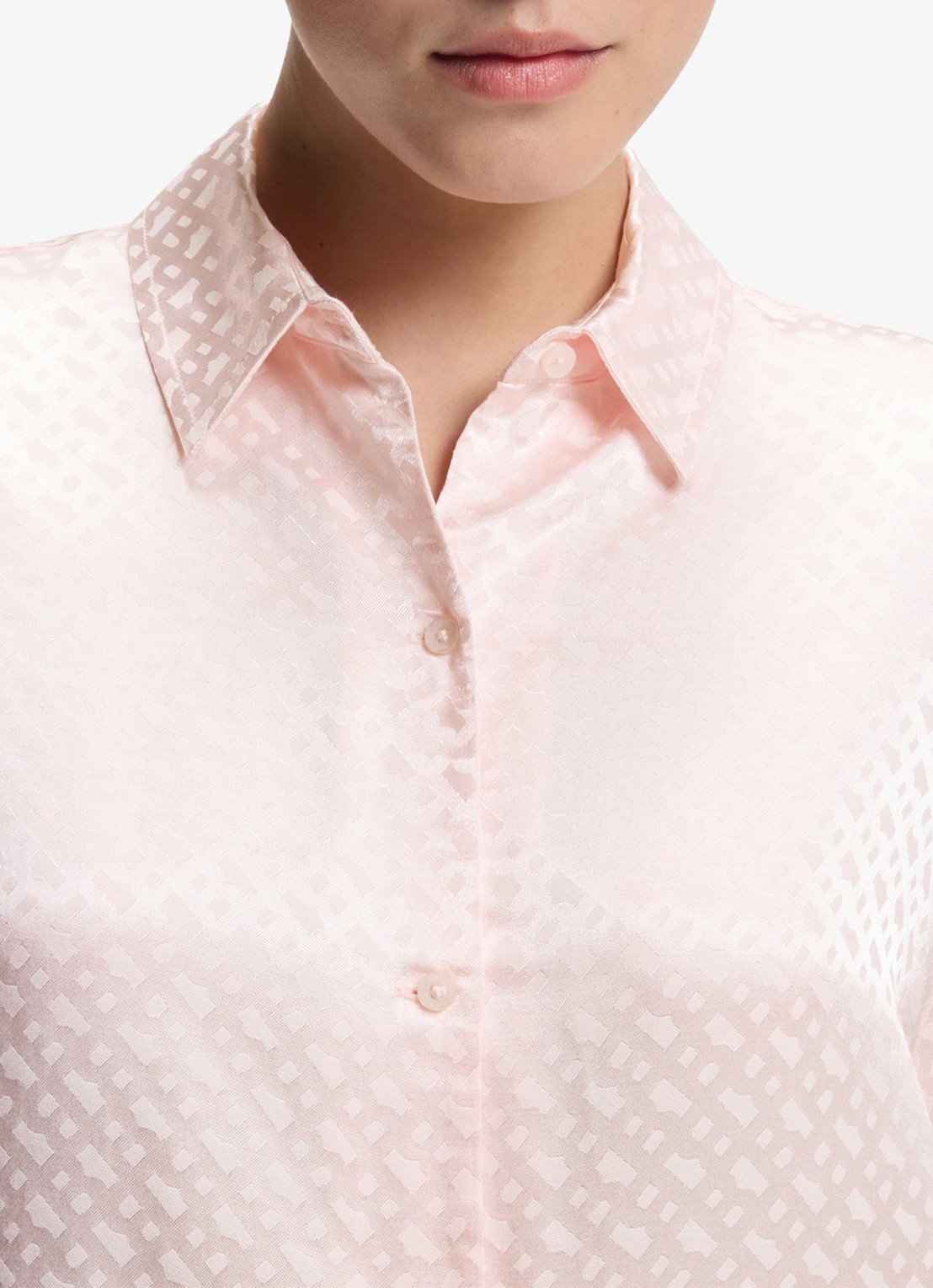 BOSS Pyjamashirt van satijn met monogramjacquard - detail 3 lichtroze