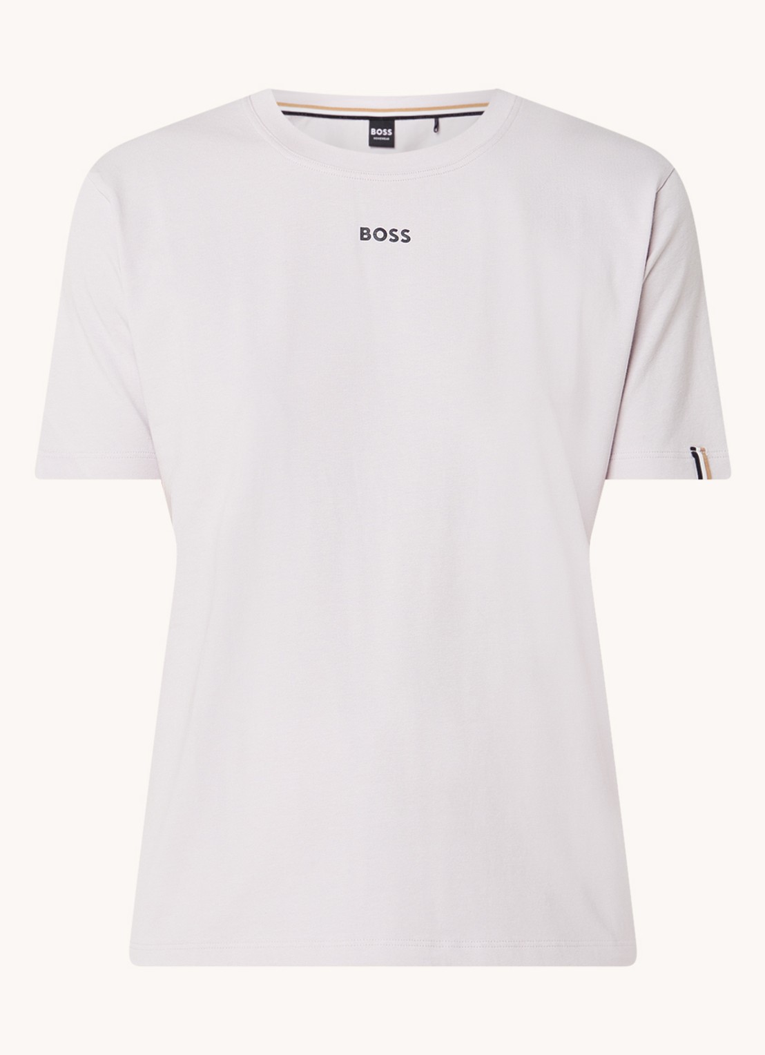 BOSS Pyjamashirt van stretchkatoen met logoprint - voorkant 2 light/pastel purple-530 / paars