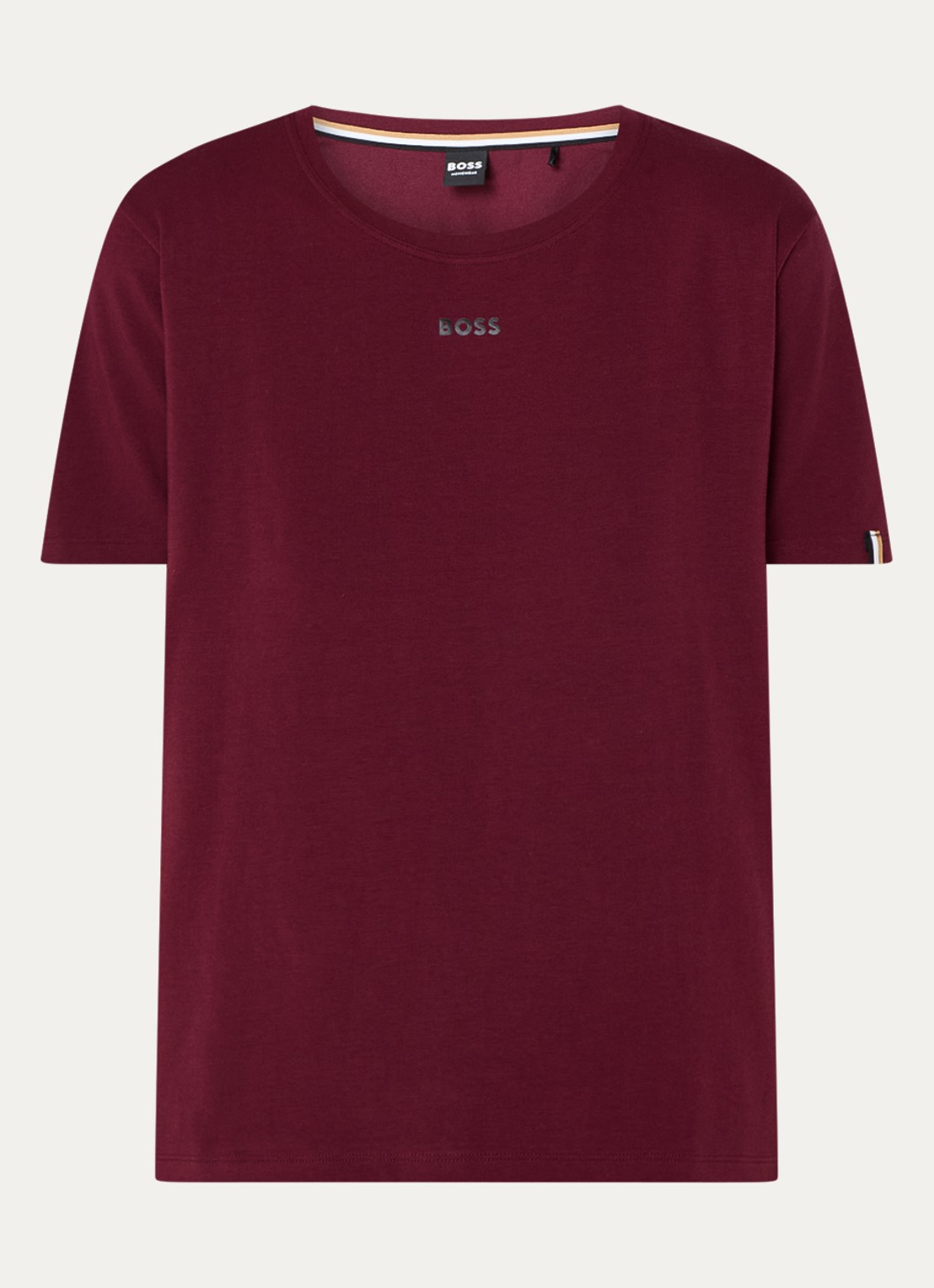 BOSS Pyjamashirt van stretchkatoen met logoprint - voorkant 3 dark red-601 / rood