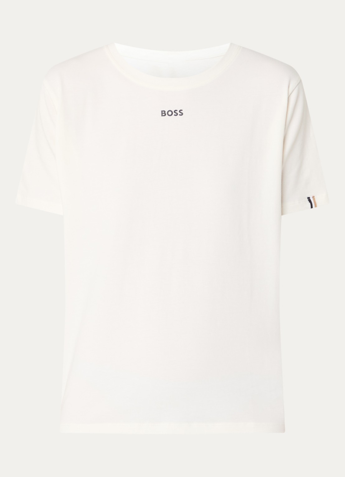 BOSS Pyjamashirt van stretchkatoen met logoprint - voorkant 3 open white-119 / wit