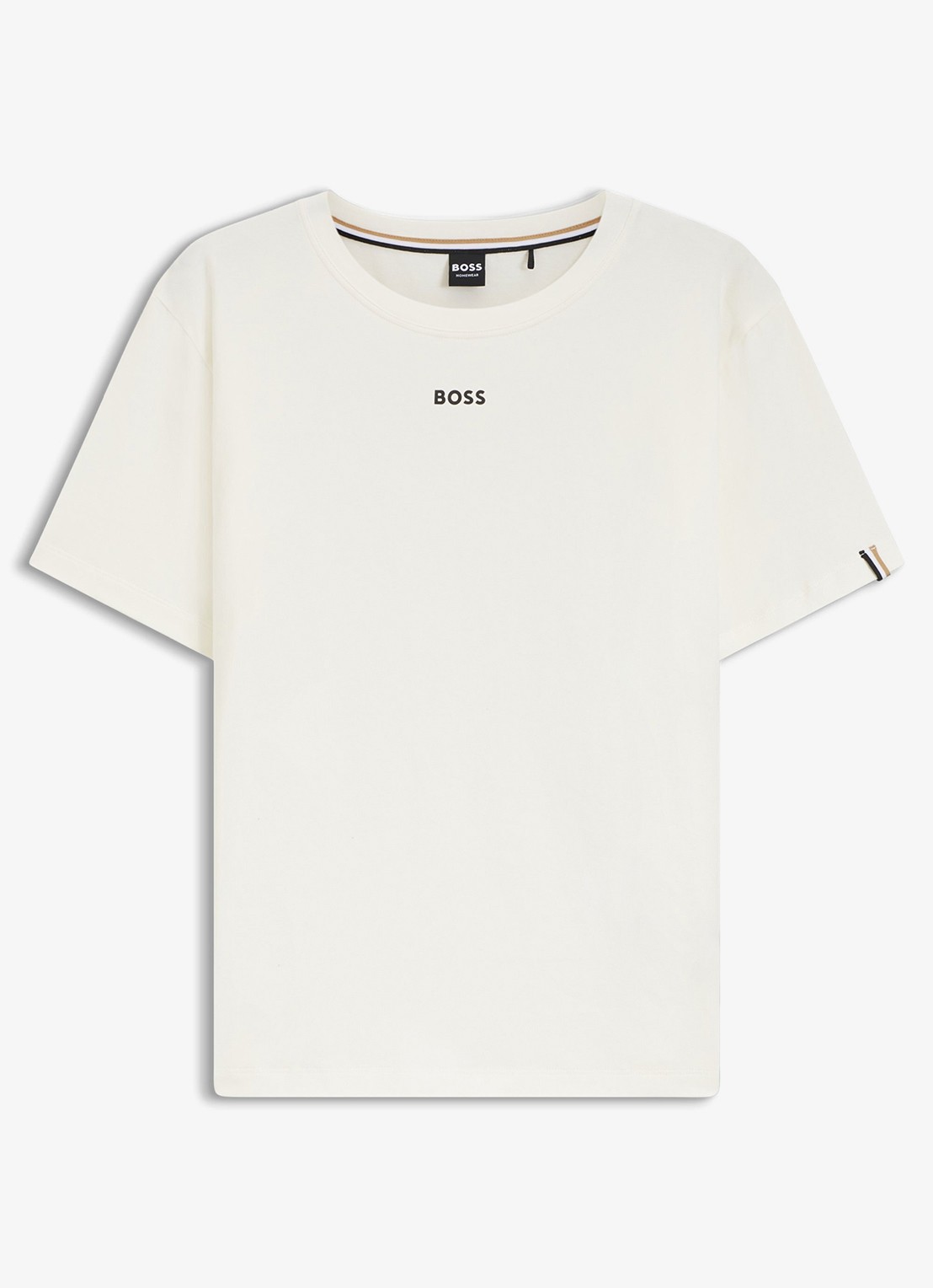 BOSS Pyjamashirt van stretchkatoen met logoprint - voorkant 5 open white-119 / wit