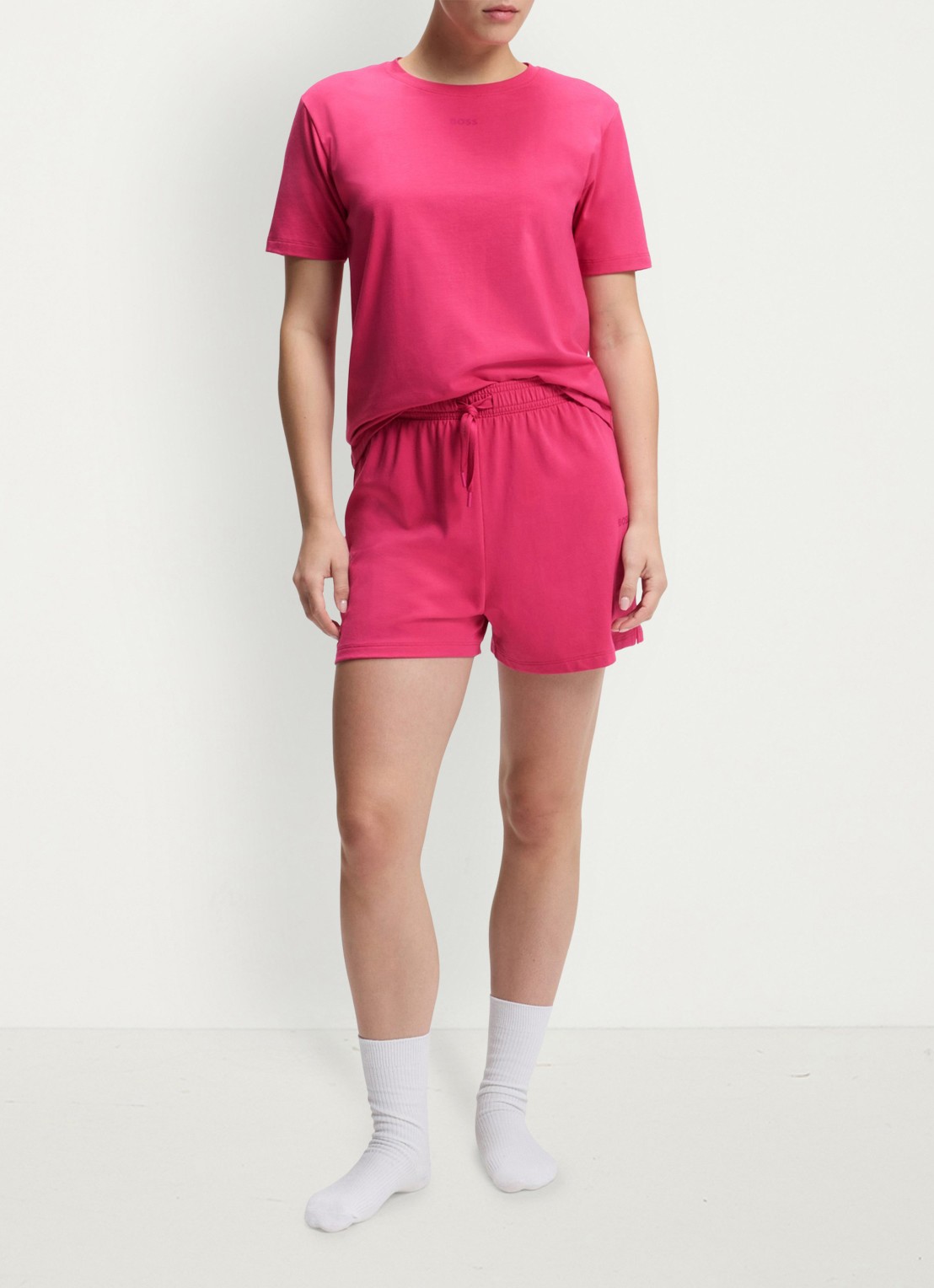 BOSS Pyjamashirt van stretchkatoen met logoprint - voorkant 2 medium pink-661 / roze