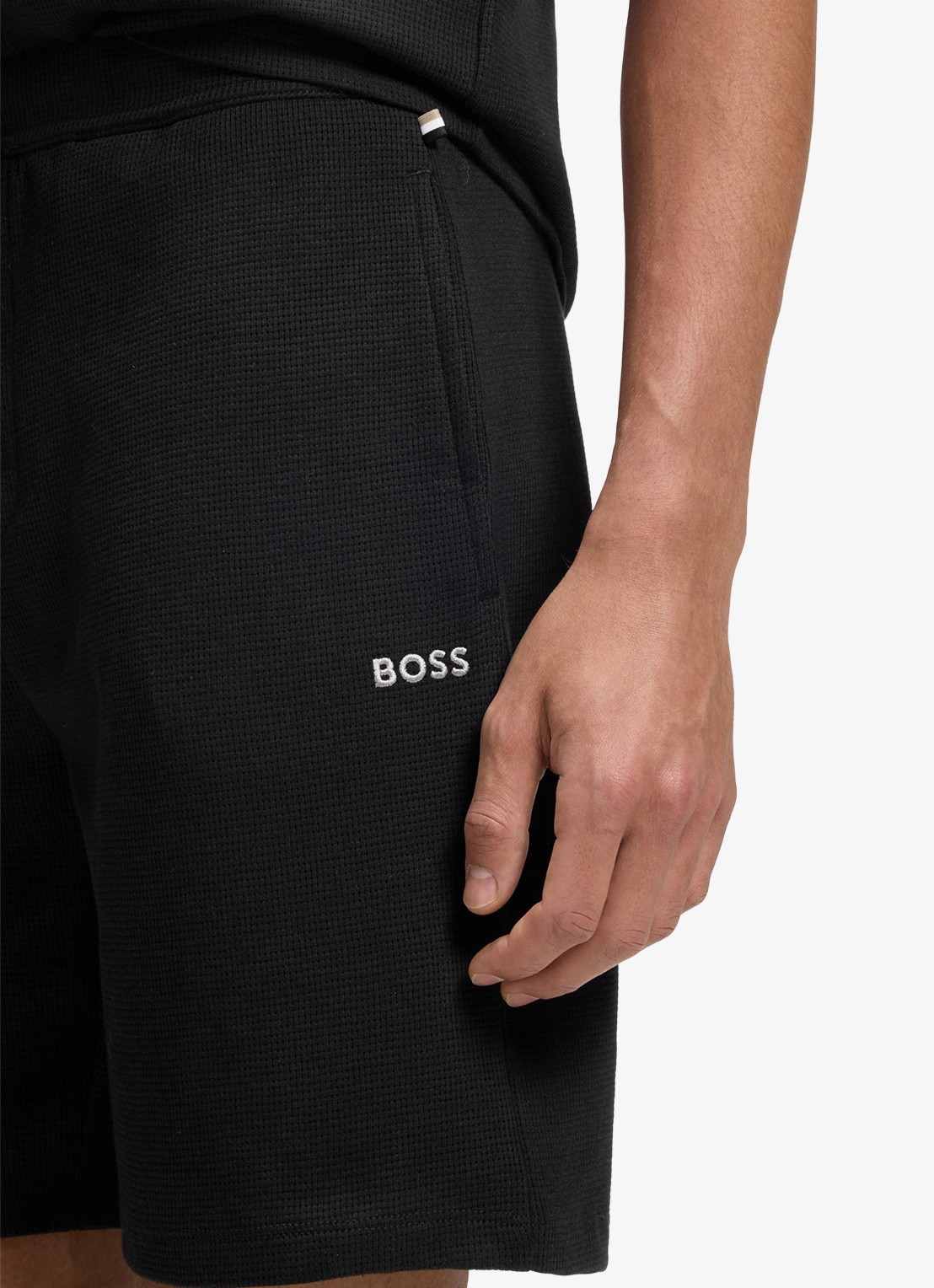 BOSS Pyjamashort van een katoenmix met logostiksel - detail 7 black-001 / zwart