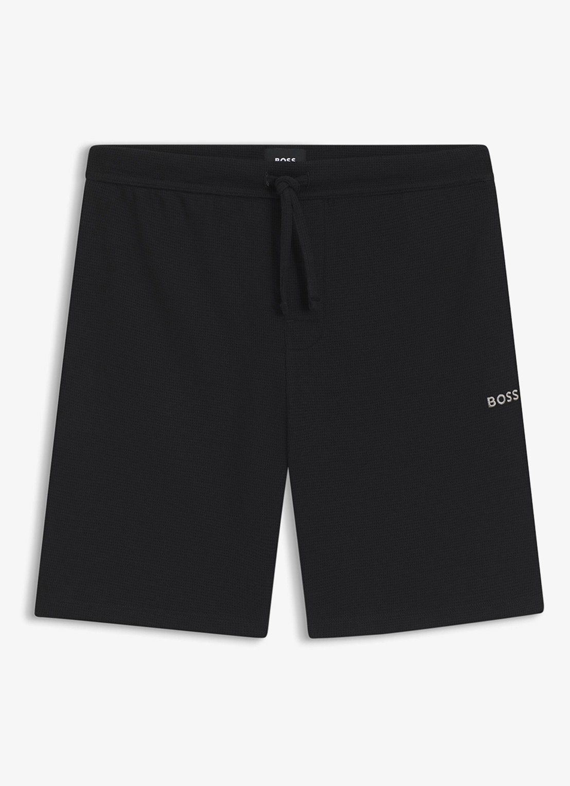 BOSS Pyjamashort van een katoenmix met logostiksel - voorkant 3 black-001 / zwart