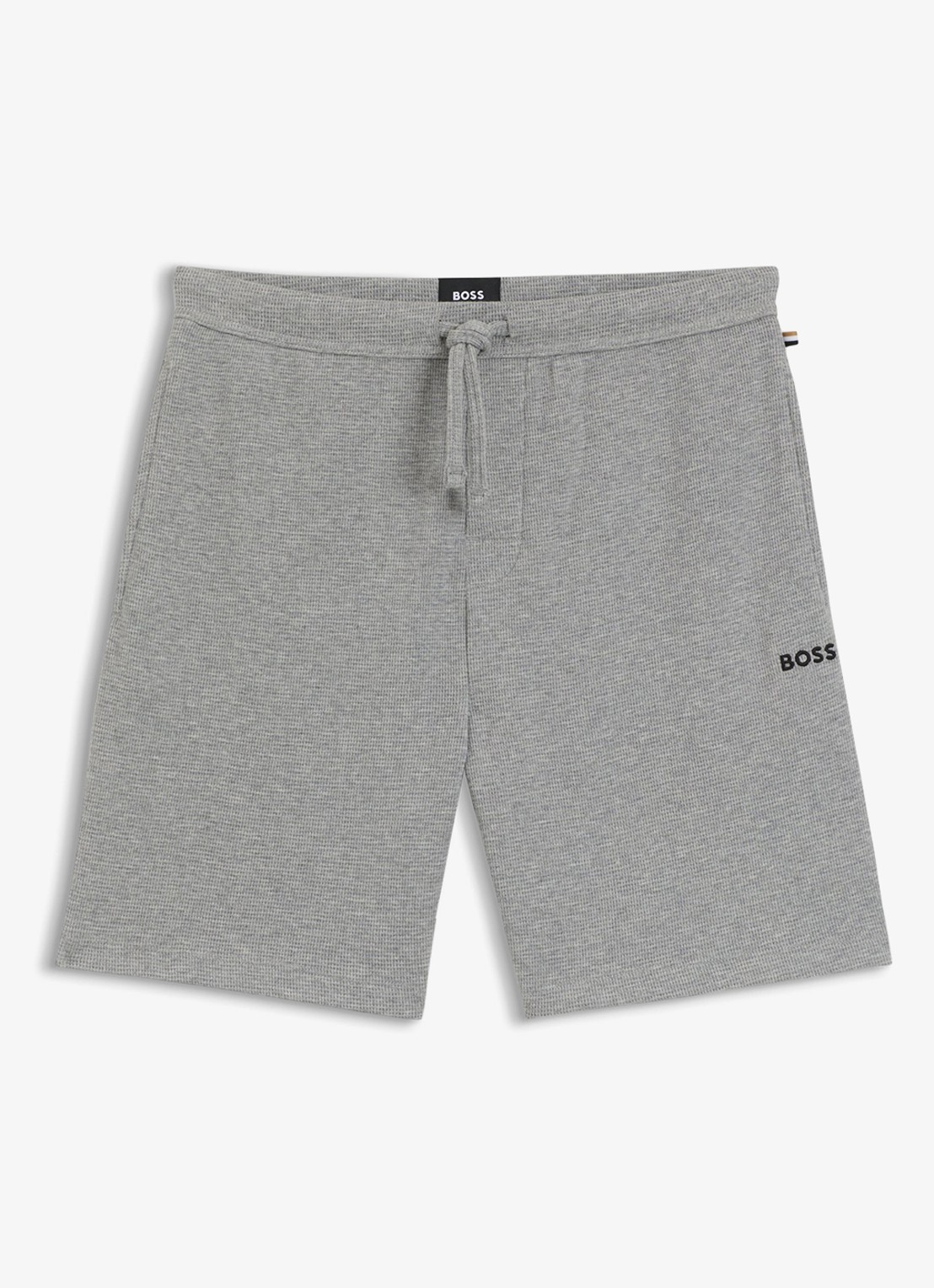 BOSS Pyjamashort van een katoenmix met logostiksel - voorkant 4 medium grey-033 / grijs