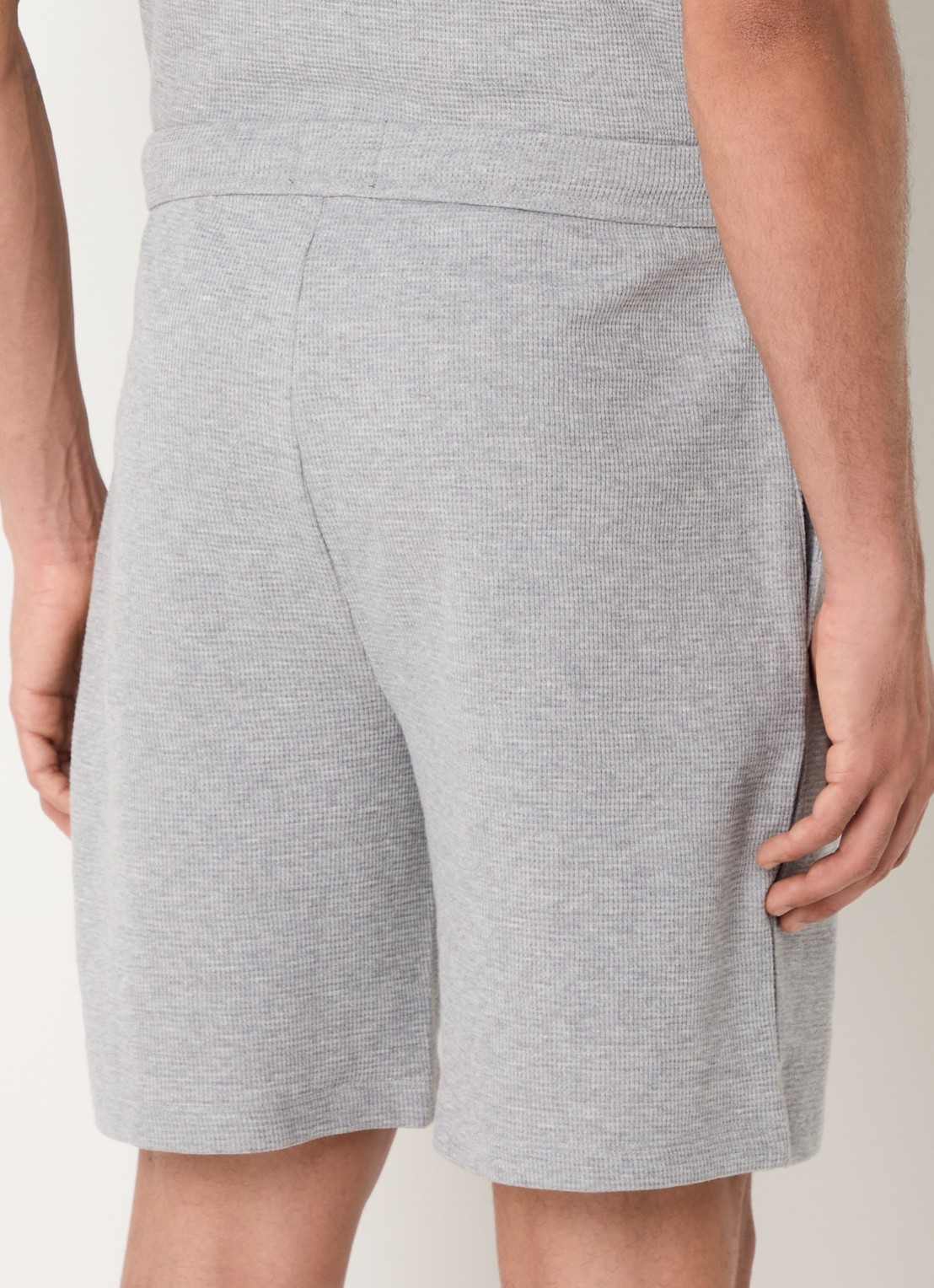 BOSS Pyjamashort van een katoenmix met logostiksel - achterkant 8 medium grey-033 / grijs