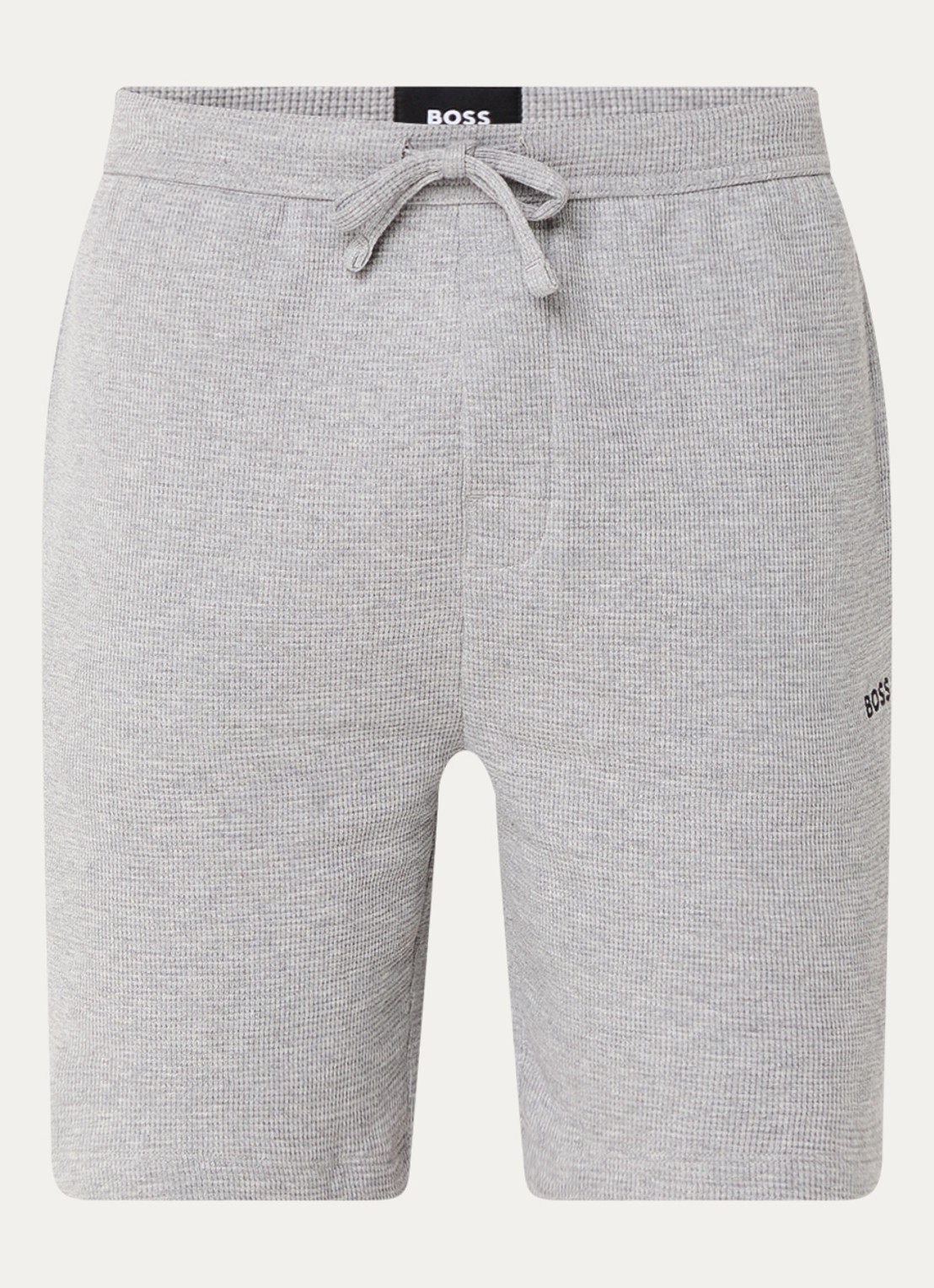 BOSS Pyjamashort van een katoenmix met logostiksel - voorkant 6 medium grey-033 / grijs