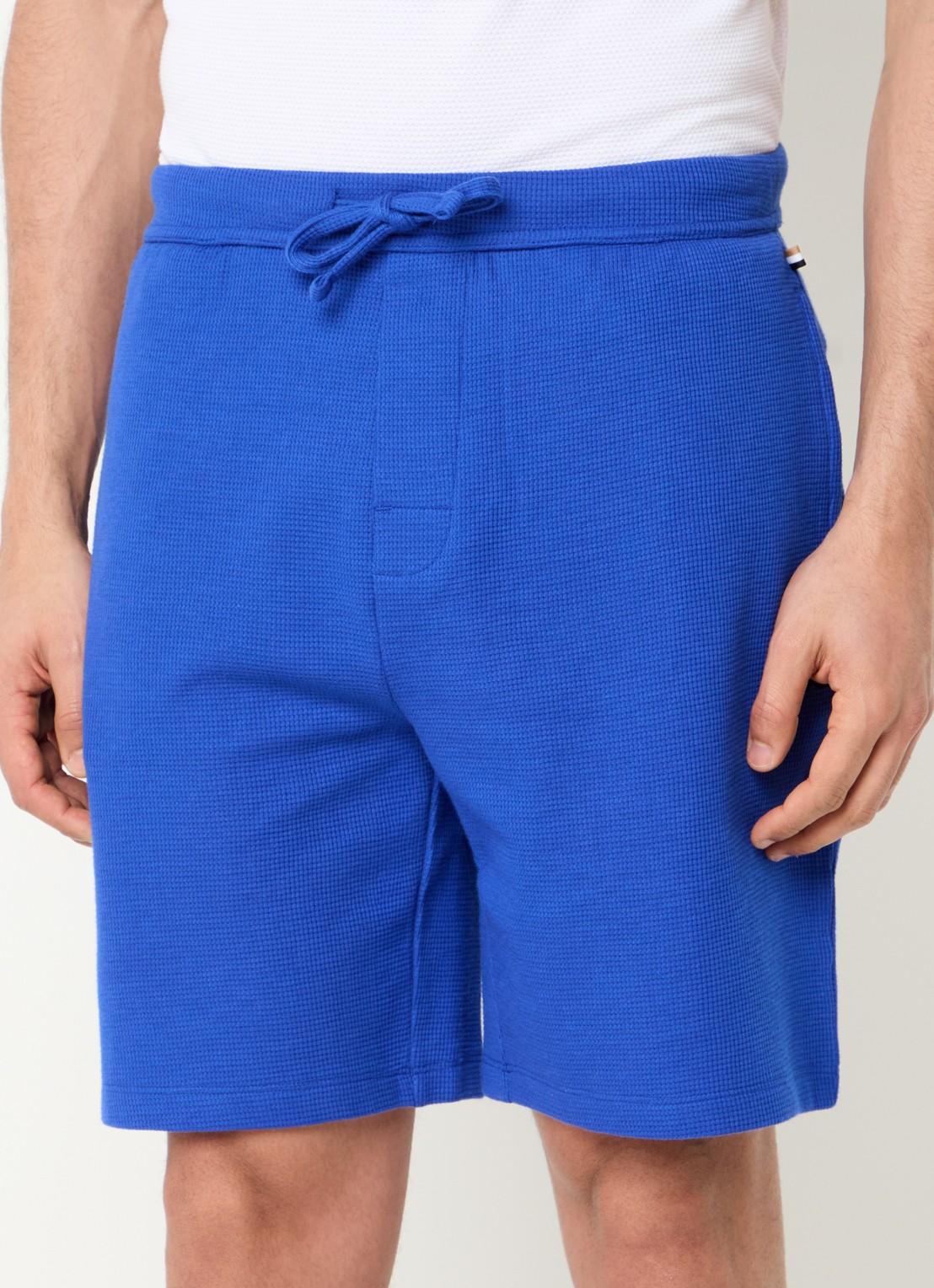 BOSS Pyjamashort van een katoenmix met logostiksel - detail 4 bright blue-430 / blauw