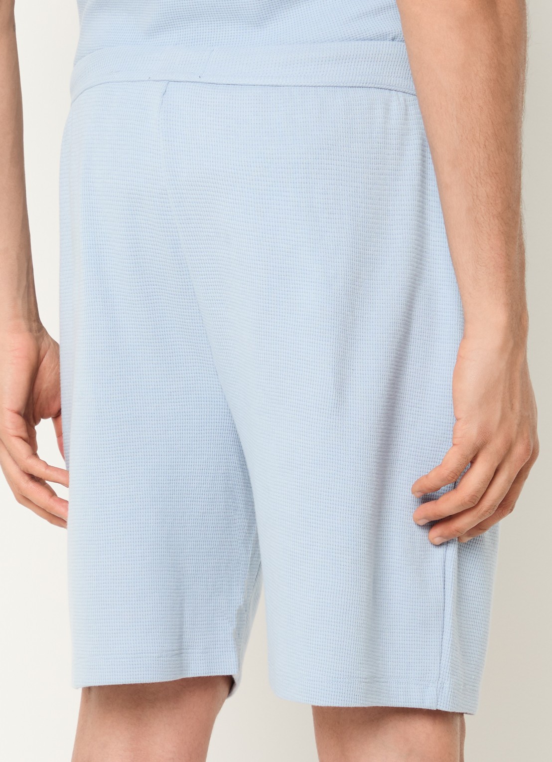 BOSS Pyjamashort van een katoenmix met logostiksel - achterkant 3 open blue-483 / lichtblauw