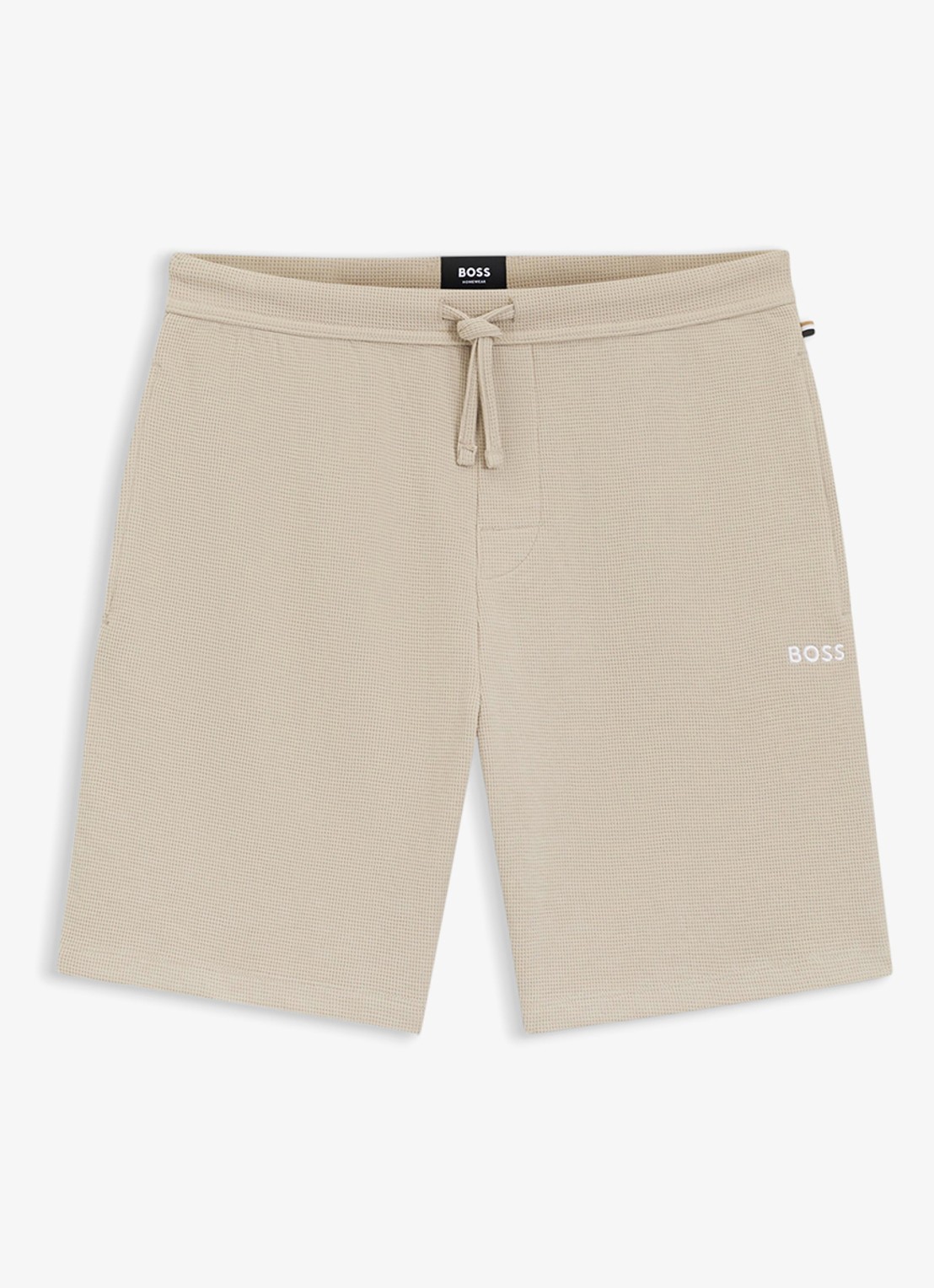BOSS Pyjamashort van een katoenmix met logostiksel - voorkant 2 light beige-275 / beige
