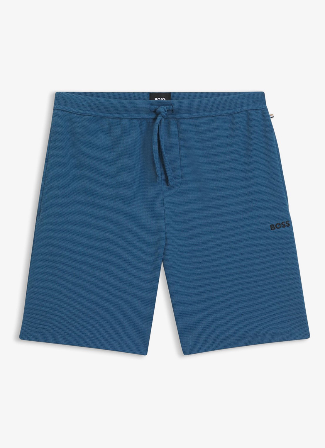 BOSS Pyjamashort van een katoenmix met logostiksel - voorkant 2 open blue-462 / blauw