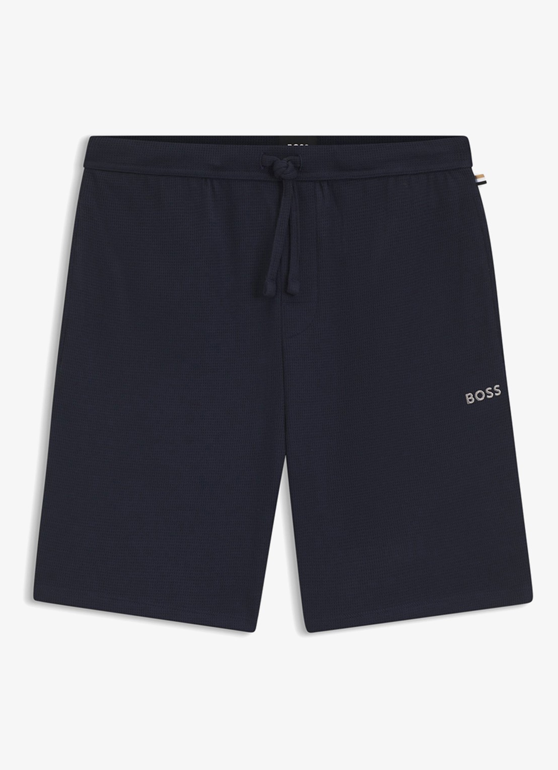 BOSS Pyjamashort van een katoenmix met logostiksel - voorkant 3 dark blue-403 / blauw