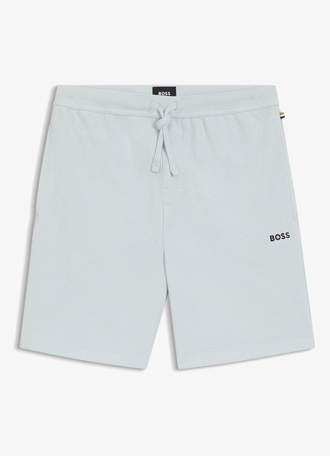 BOSS Pyjamashort van een katoenmix met logostiksel - voorkant open blue-499 / blauw