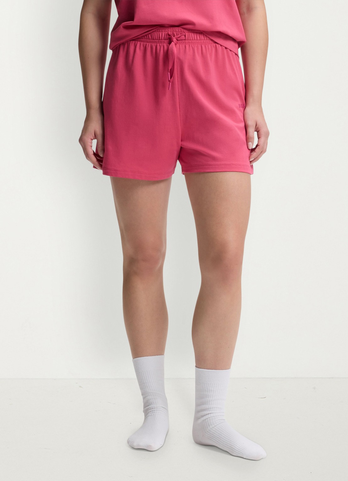 BOSS Pyjamashort van stretchkatoen met logokoorden - detail 4 medium pink-661 / roze