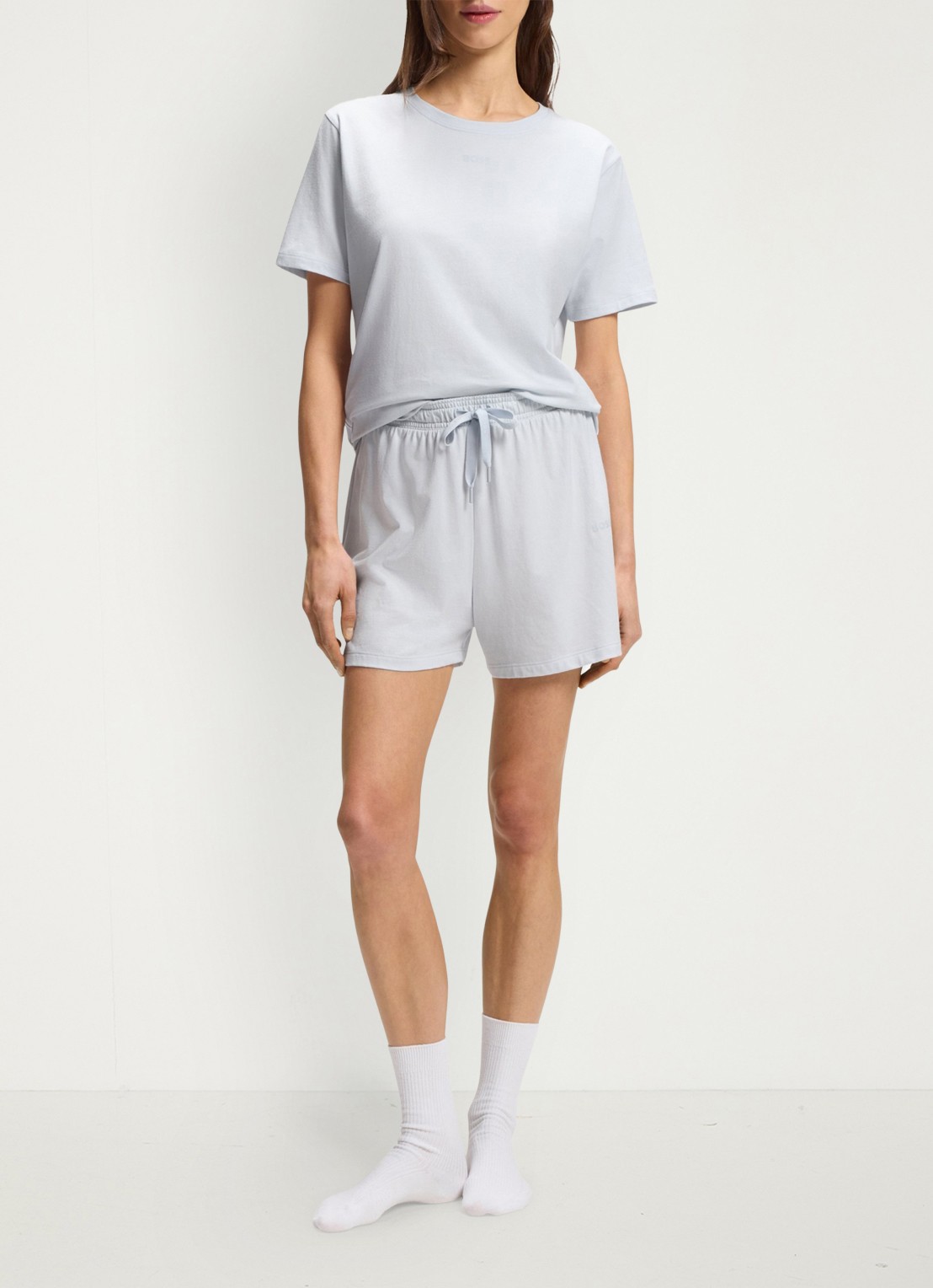 BOSS Pyjamashort van stretchkatoen met logokoorden - voorkant 2 light/pastel purple-531 / paars