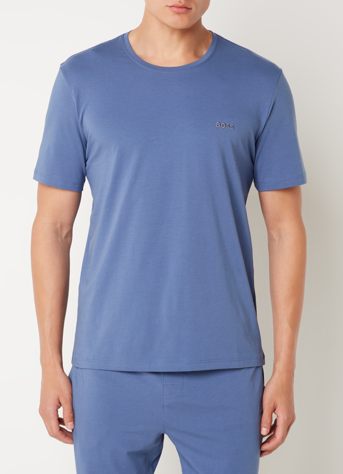 BOSS Pyjamatop met logo - detail 3 blauw